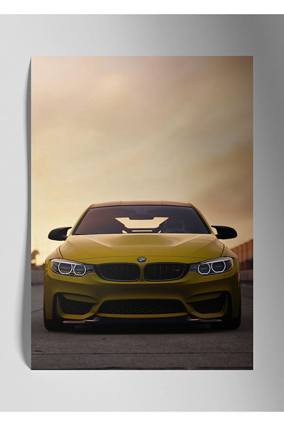 Yellow BMW - Metal Tablo