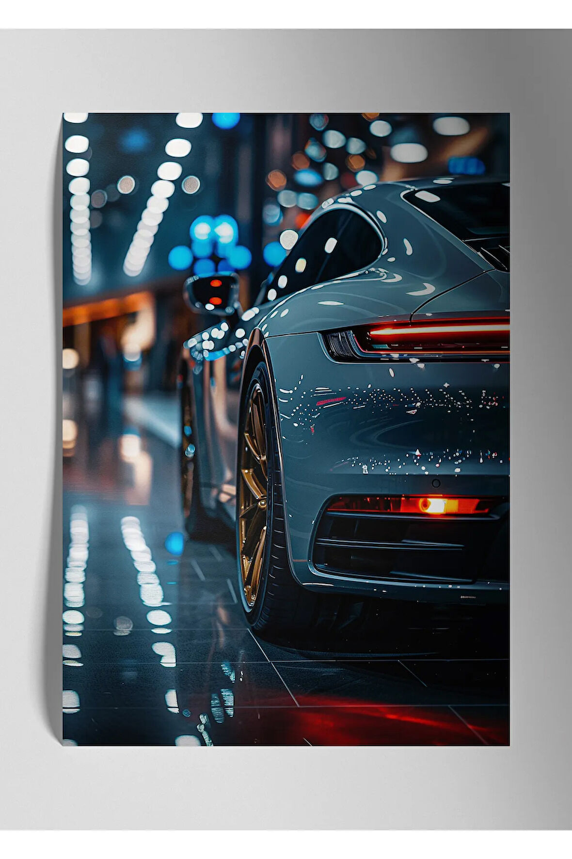 Metal Baskı Parlak Araba Duvar Tablosu - Porsche