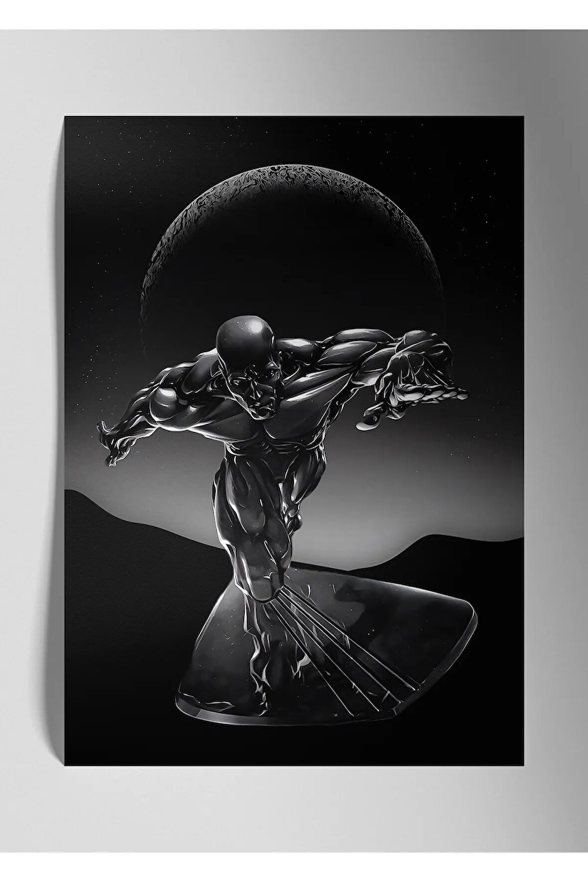 Metal Baskı Parlak Sanat Duvar Tablosu - Silver Surfer