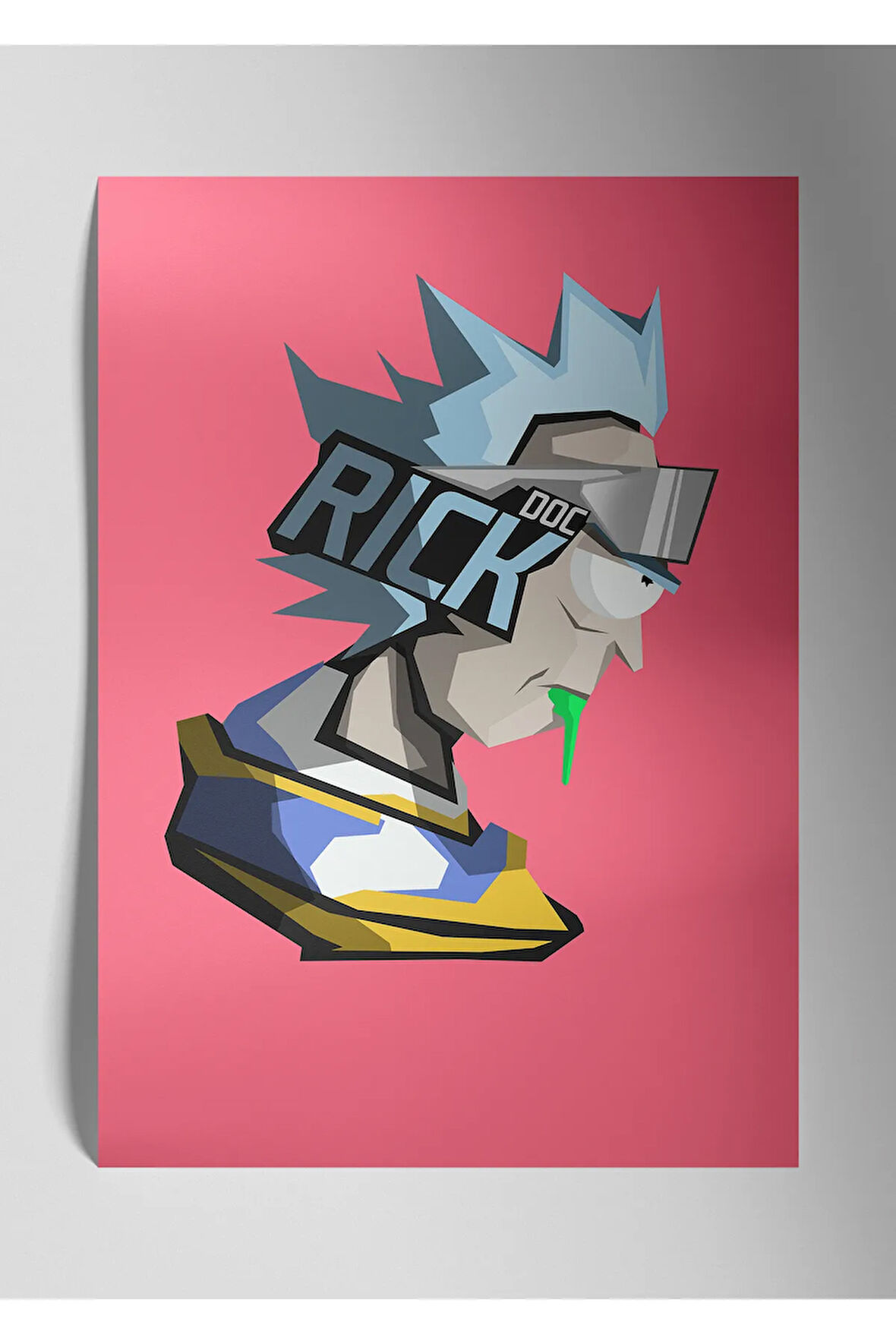 Metal Baskı Parlak Duvar Tablosu - Rick Sanchez