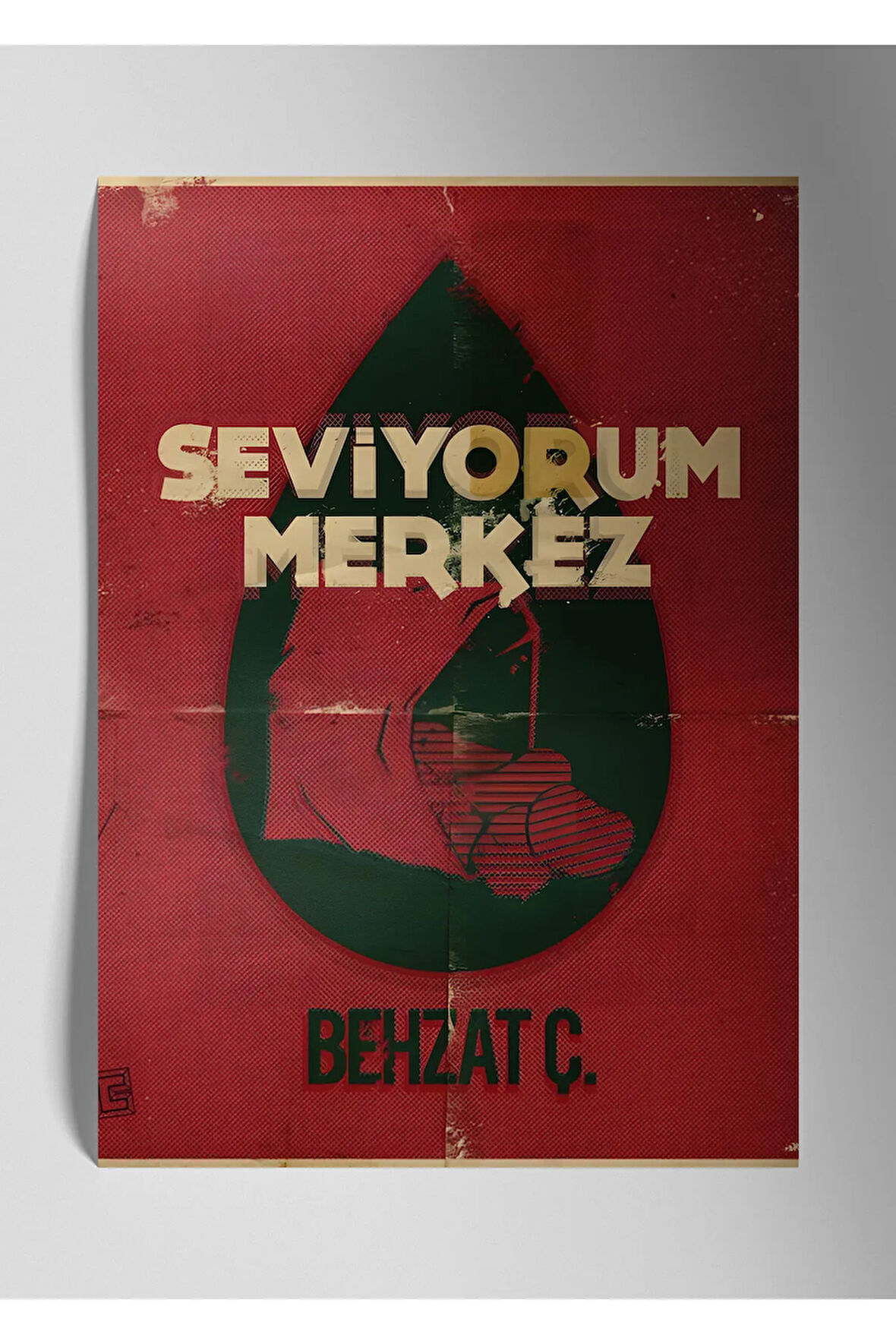 Behzat Ç. Metal Baskı Parlak Duvar Tablosu - Seviyorum Merkez