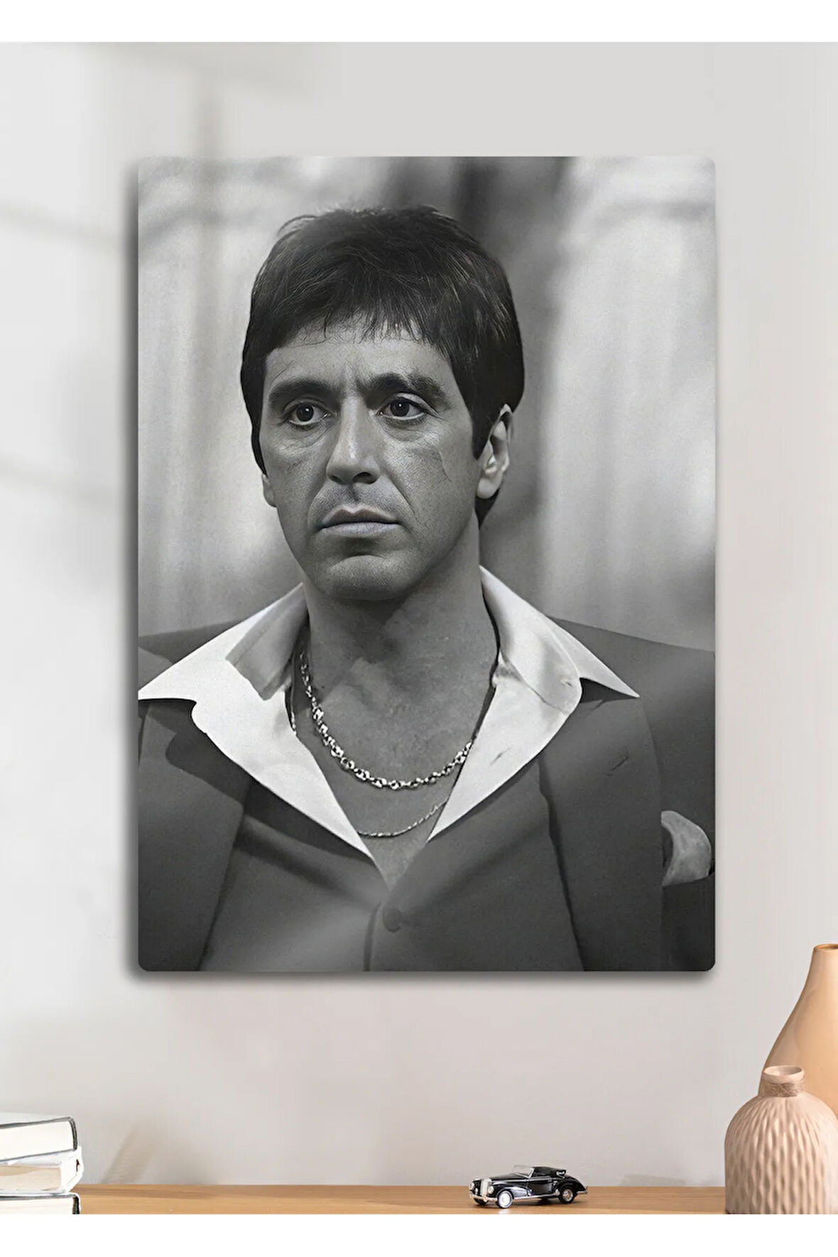 Scarface, Yaralı Yüz, Al Pacino - Metal Baskı Parlak Tablo