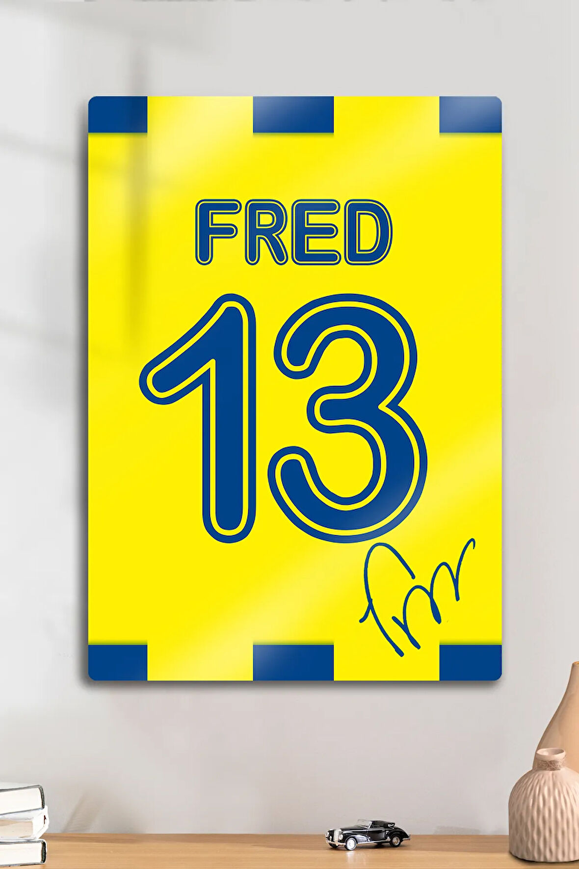 Metal Baskı - İmzalı Fred, Sarı Lacivert Taraftar, Dekoratif Tablo