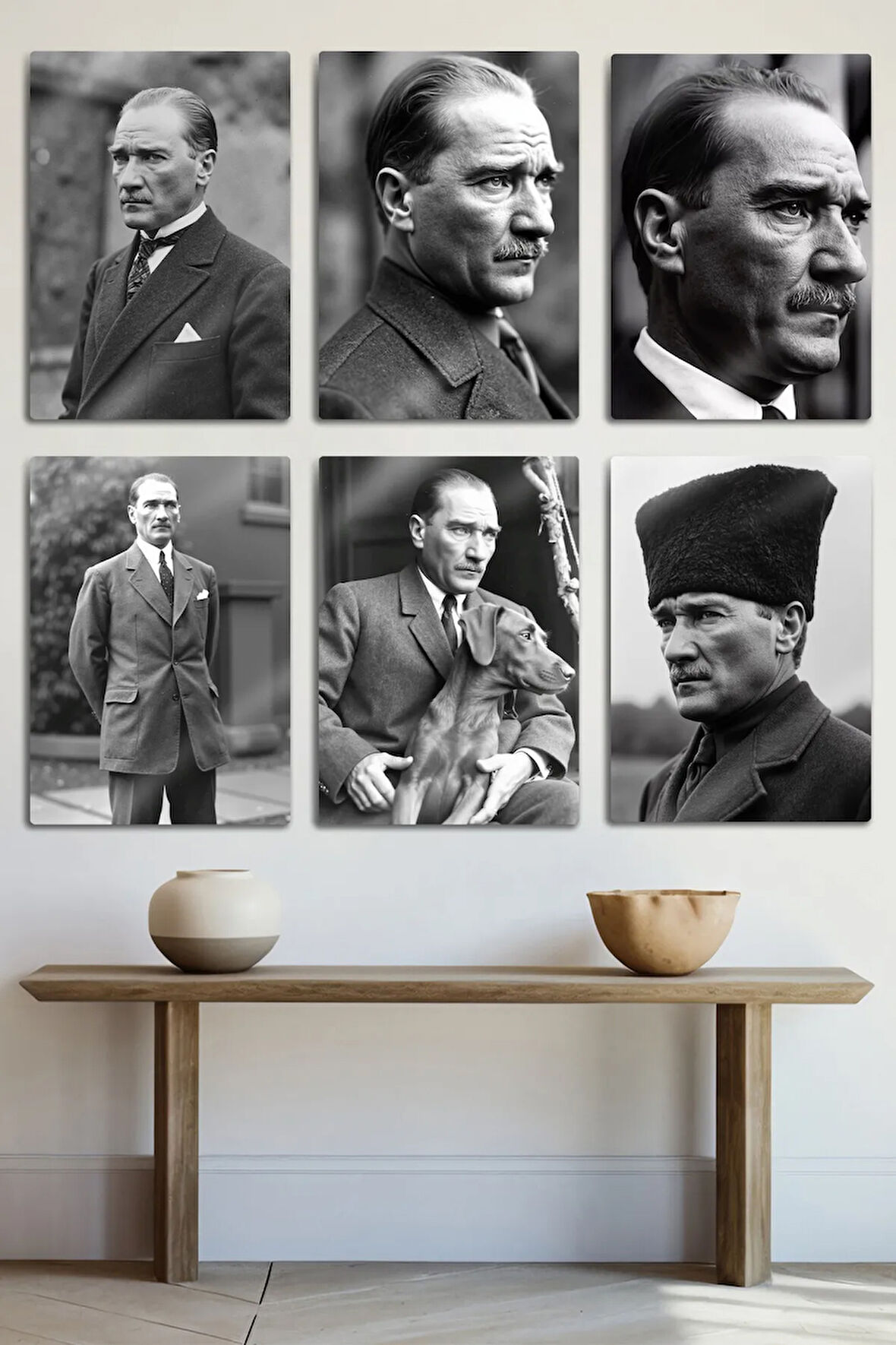 Metal Baskı - Mustafa Kemal Atatürk, 6'lı Dekoratif Tablo