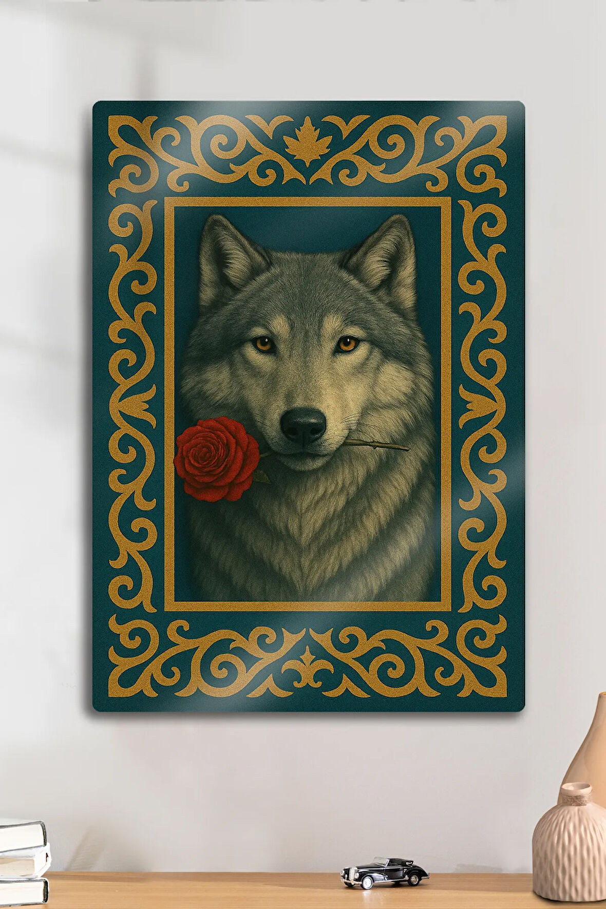 Metal Baskı - Mitolojik Türk Kurt Temalı Dekoratif Tablo