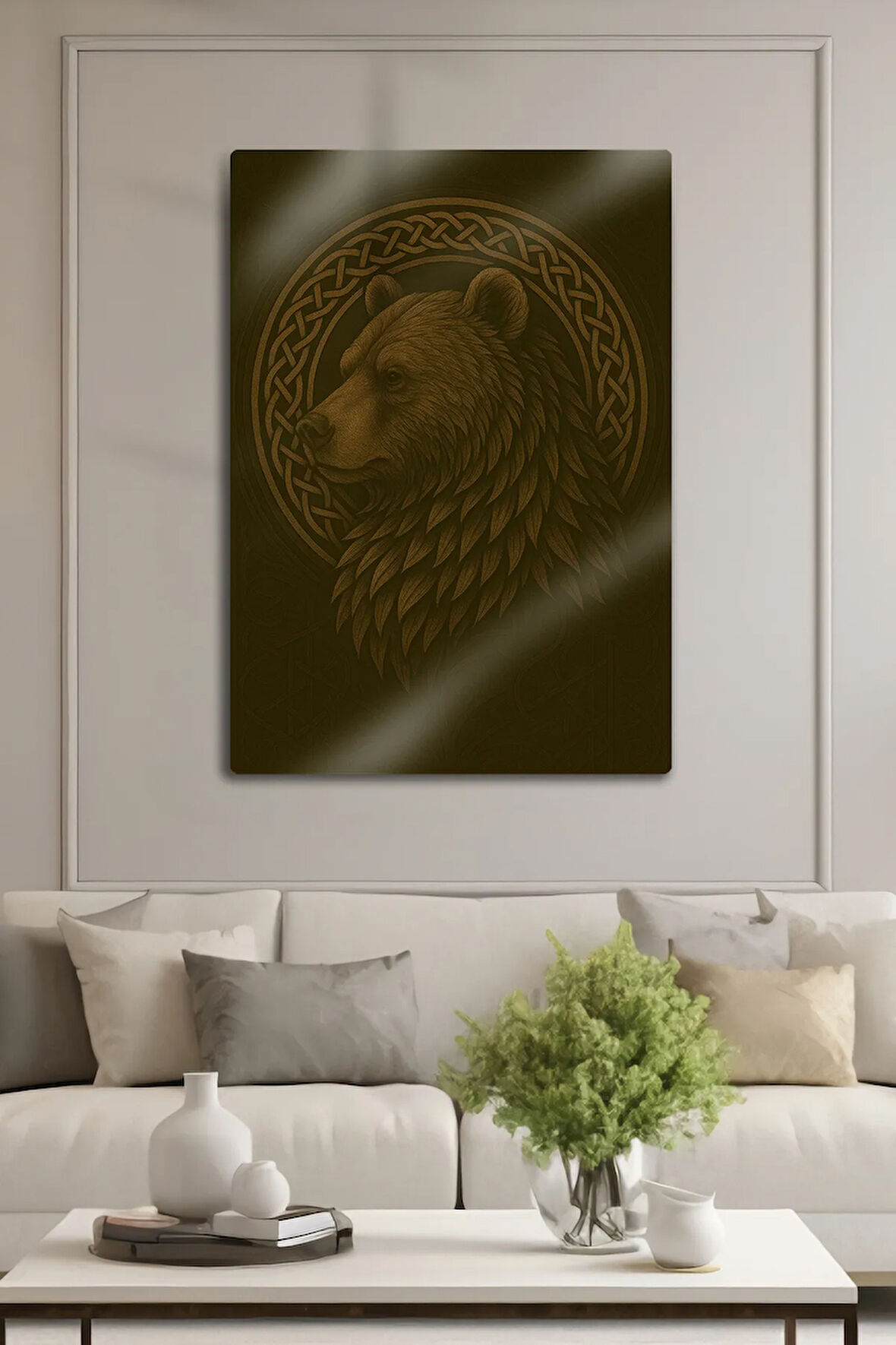 Metal Parlak Baskı - Ayı Temalı Dekoratif Tablo, Parlak Cam Görüntüsü