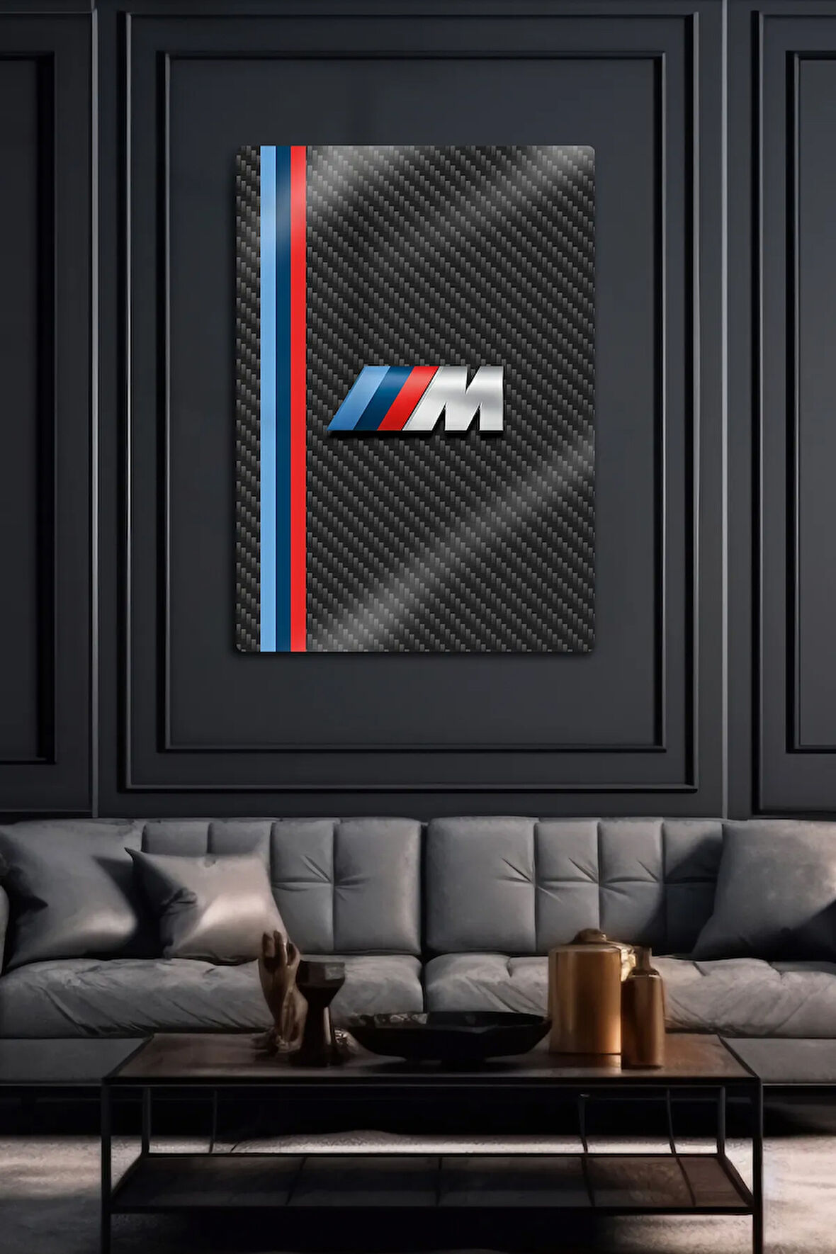Metal 3D Baskı - M Performance, Carbon Temalı, BMW Dekoratif Tablo