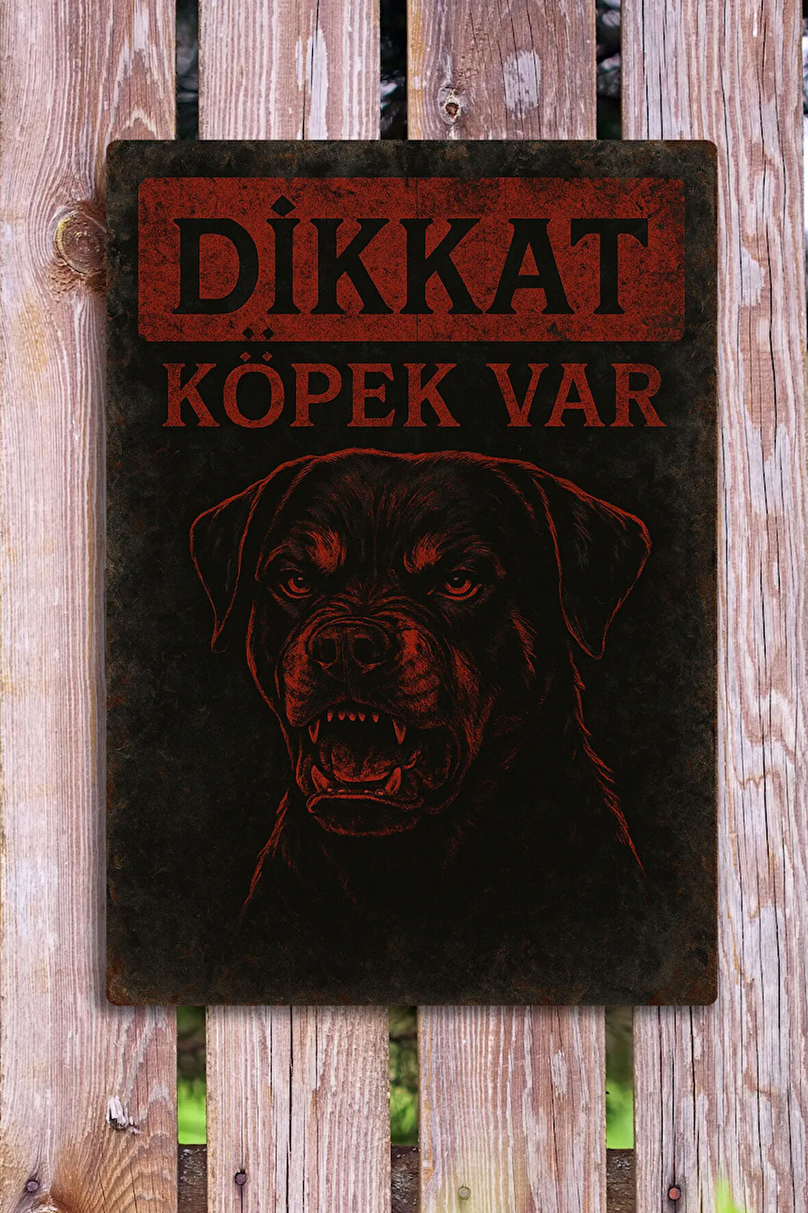 Dikkat Köpek Var - Uyarı Levhası, Tablo, Metal Paslanmaz Baskı