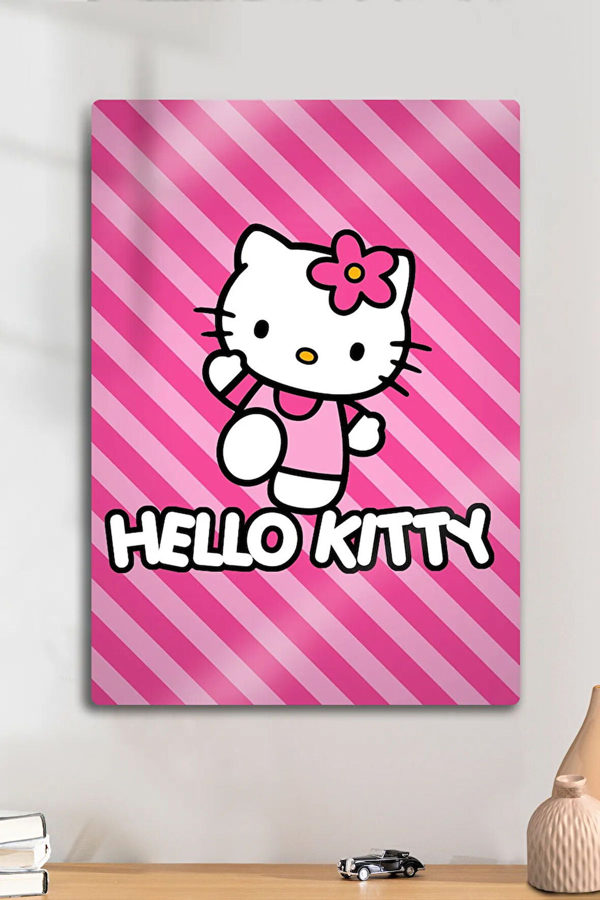 Metal Baskı - Hello Kitty, Pembe Temalı, Parlak Poster