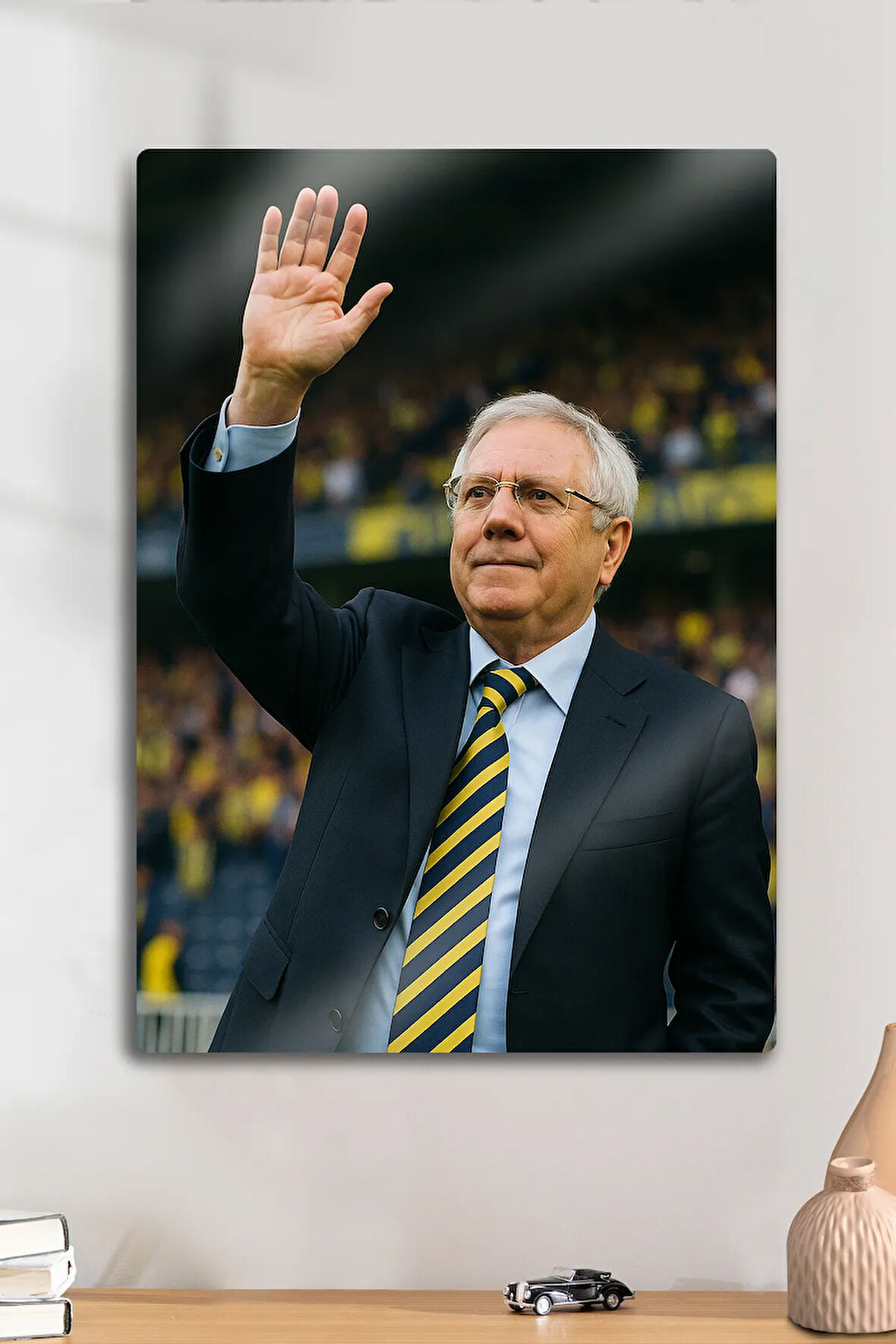 Metal Baskı - Aziz Yıldırım, Sarı Lacivert Duvar Tablosu