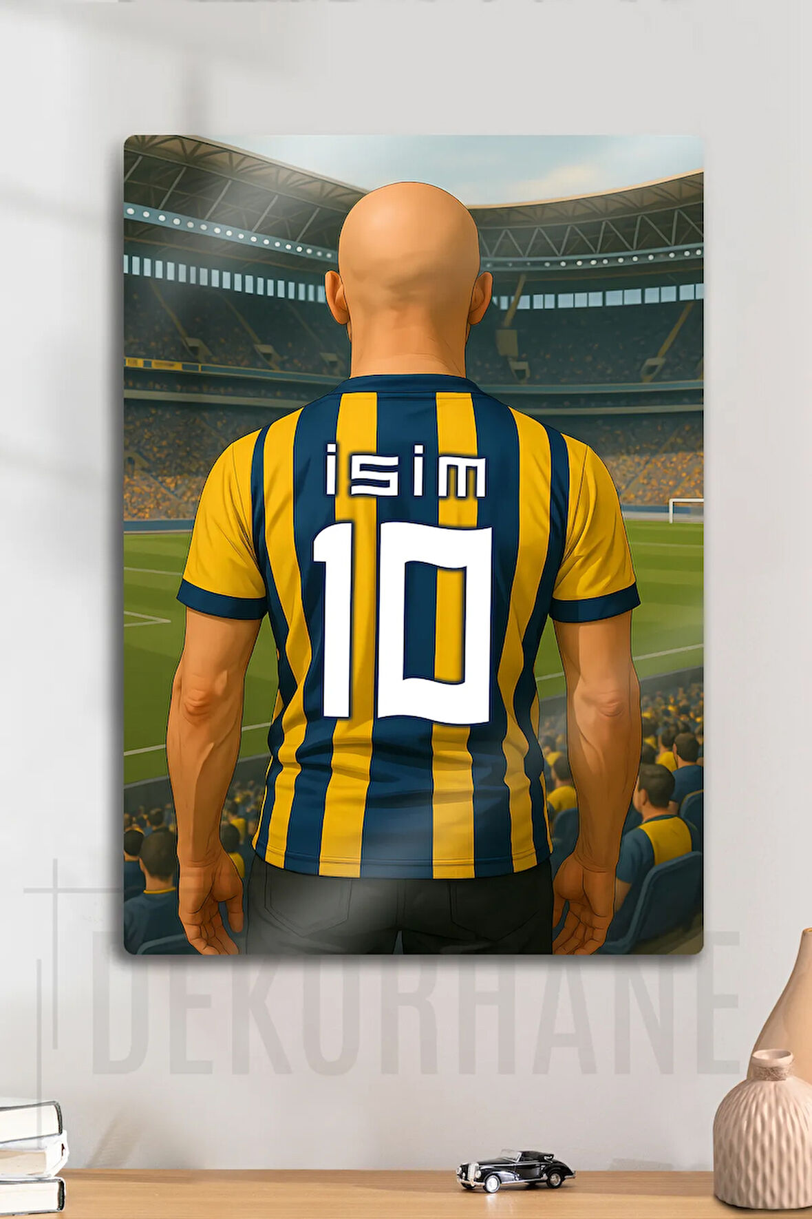Metal Baskı - Kişiye Özel Taraftar Tablo, Sarı Lacivert, Kişiselleştirebilir Kel