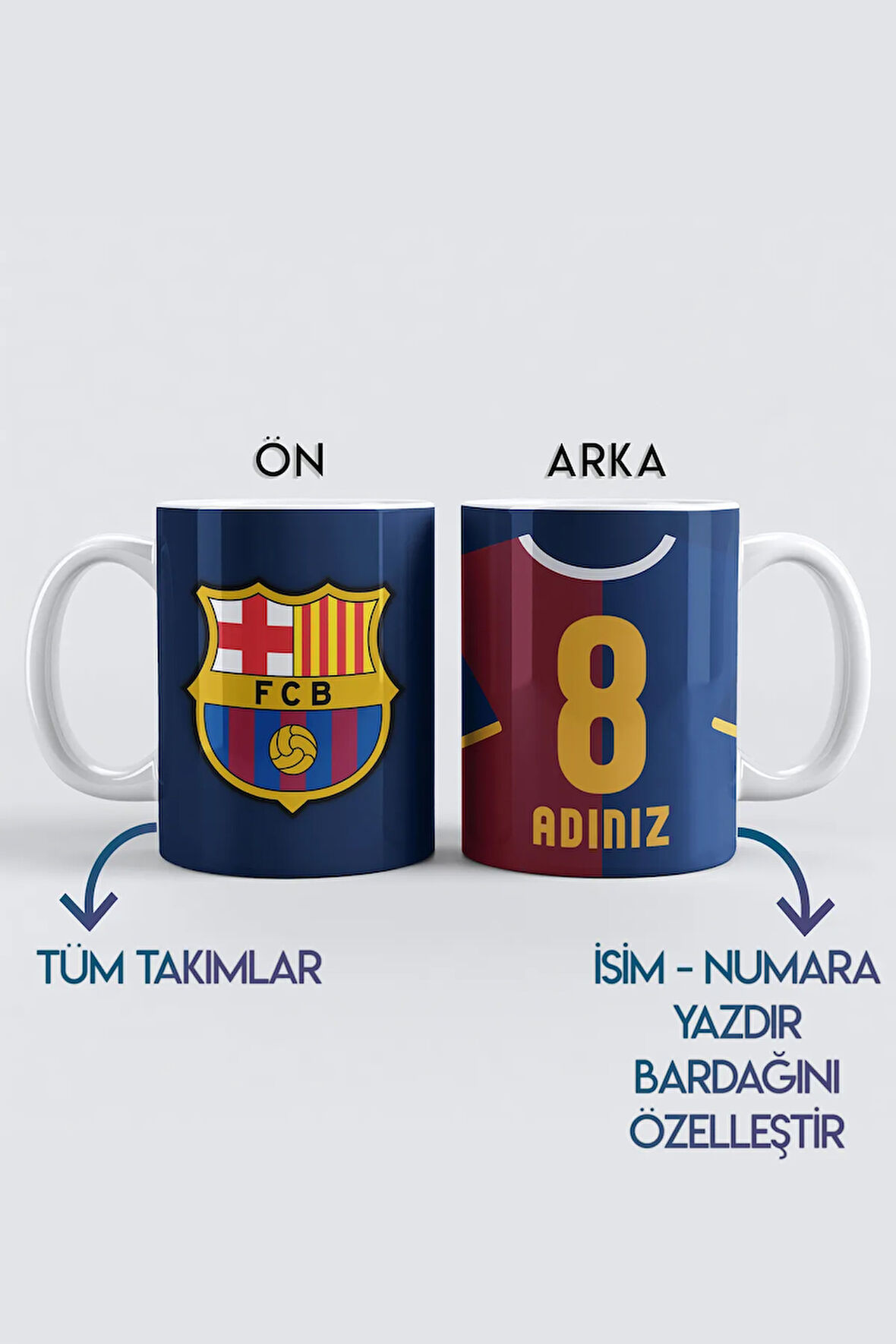 Kişiye Özel FC Barcelona, Barca Taraftar Baskılı Kupa Bardak, Tüm Takımlar