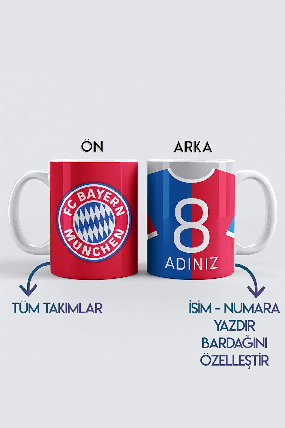 Kişiye Özel Bayern Münih, Munchen Taraftar Baskılı Kupa Bardak, Tüm Takımlar