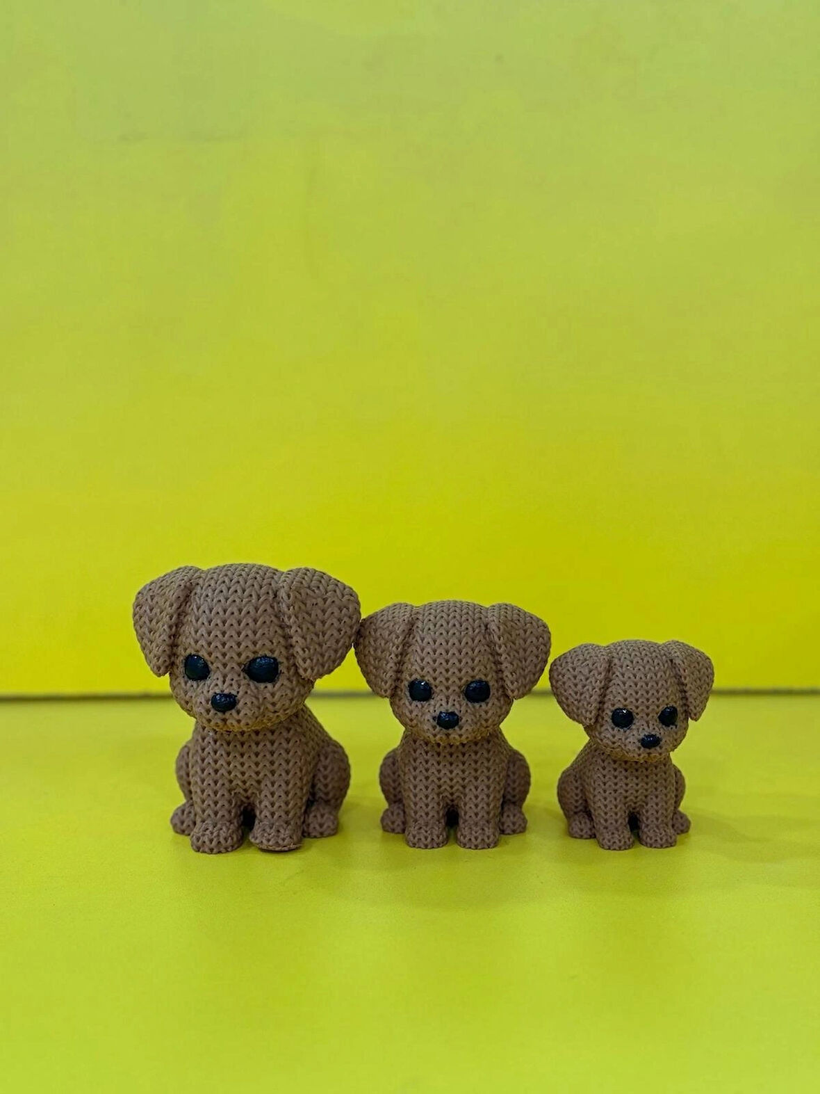  3'lü Dekoratif Örgü Desenli Köpek  Biblo