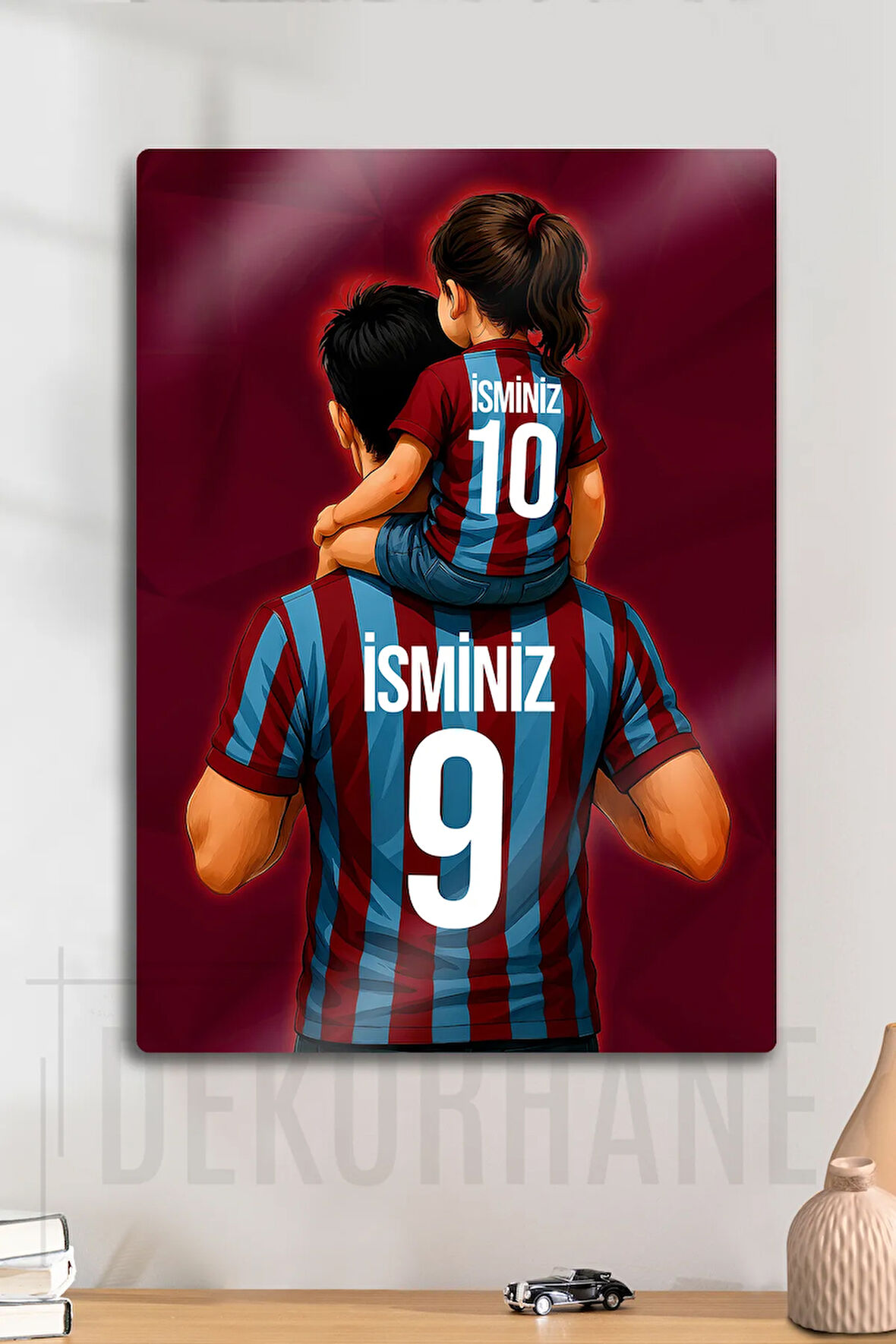 Metal Baskı - Kişiye Özel Trabzon, Bordo Mavi, Baba Kız Çocuk, Spor Tablosu