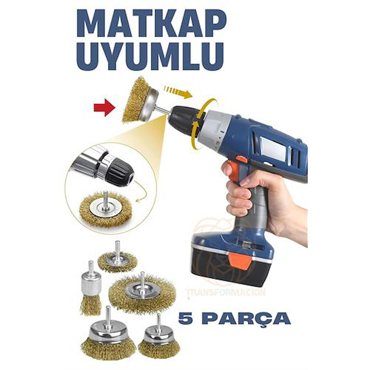 DKTT Matkap Uyumlu Saçaklı Pimli Tel Fıça Fırça Seti 1/4 inç