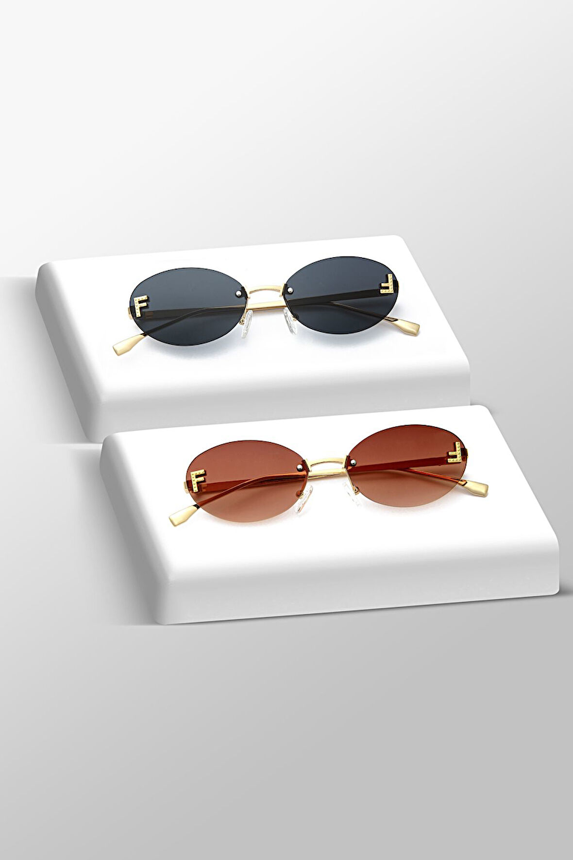 2'Lİ SET KRİSTAL KAHVE SİYAH KABARTMALI GÜNEŞ GÖZLÜĞÜ