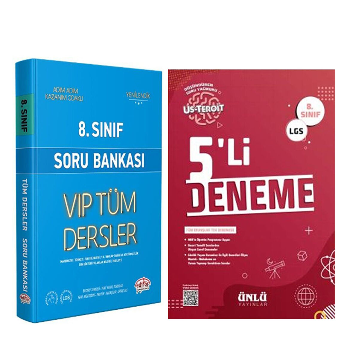 Editör Yayınları 8. Sınıf VİP Tüm Dersler Soru ve Ünlü 5 li Deneme Seti 2 Kitap
