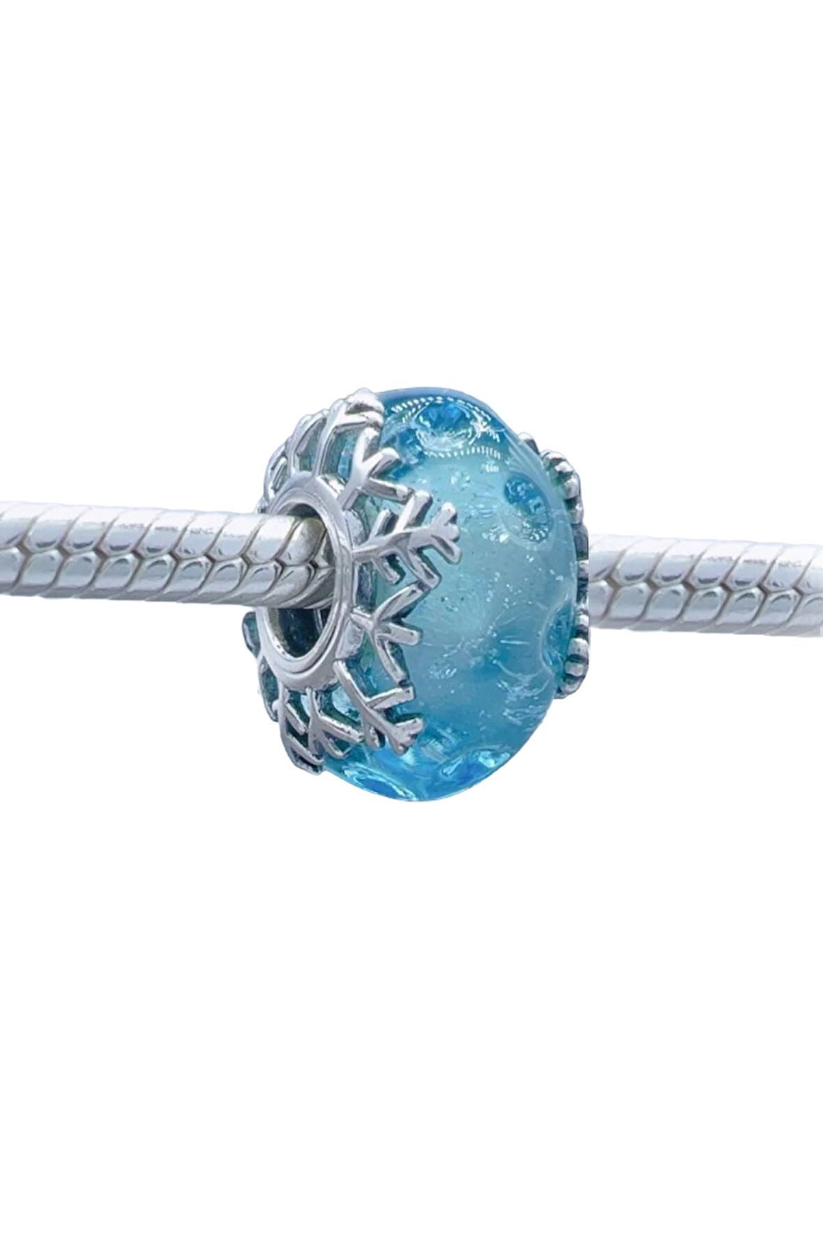 Mavi Kar Tanesi Murano Charm | 925 Ayar Gümüş