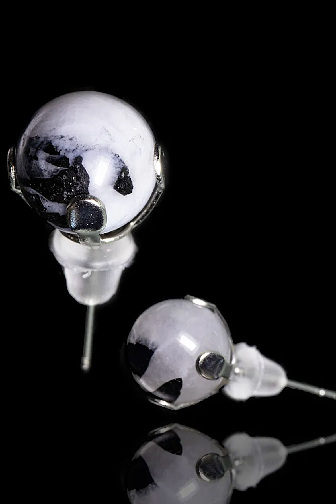 Sertifikalı Doğal Ay Taşı Nokta Doğal Taş Küpe