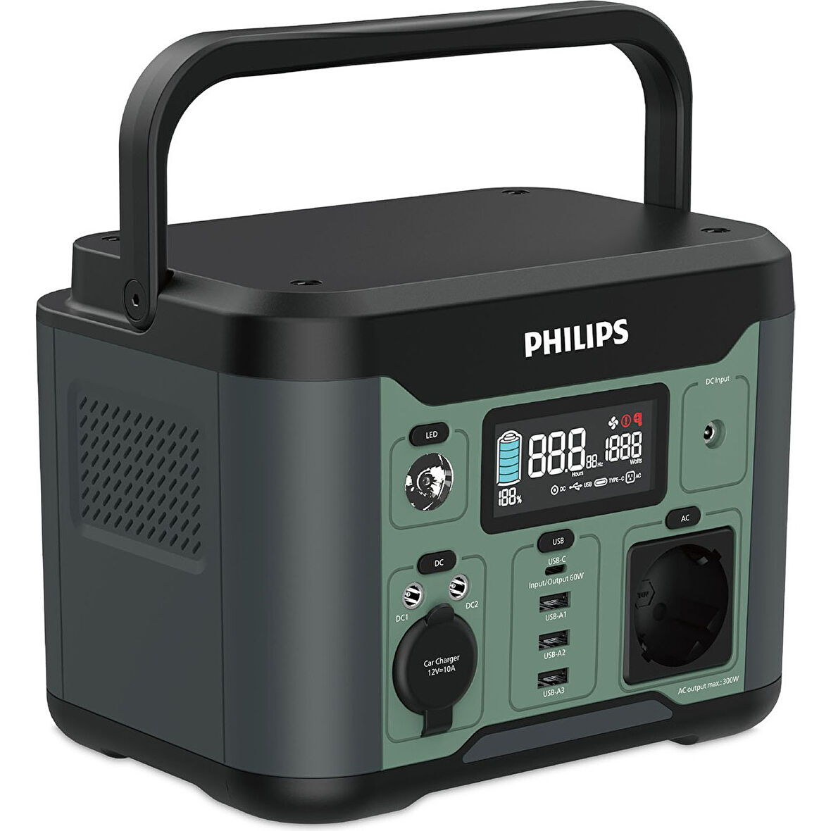DLP8091CB Siyah Ac Dc Çıkışlı Taşınabilir Güç Kaynağı 300W