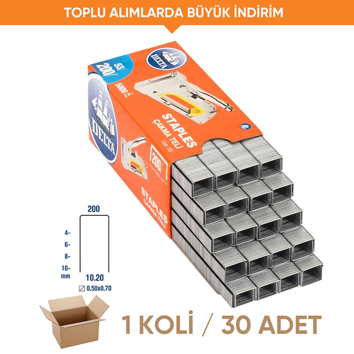 Delta Zımba Teli 200/8 (1 Koli - 30 Adet)