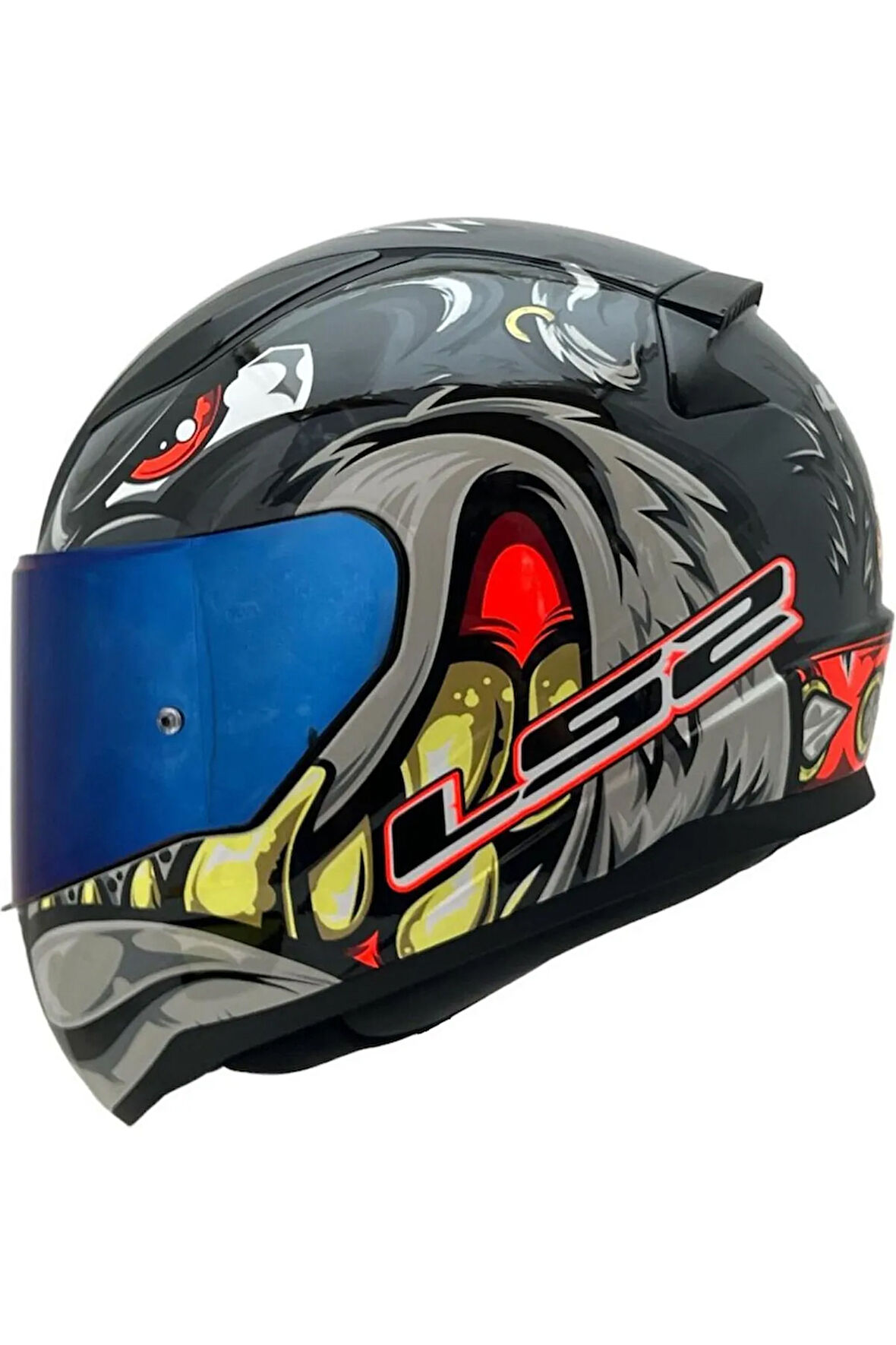 Rapıd 2 Spox Full Face Motosiklet Kaskı Gri-kırmızı Mavi Camlı