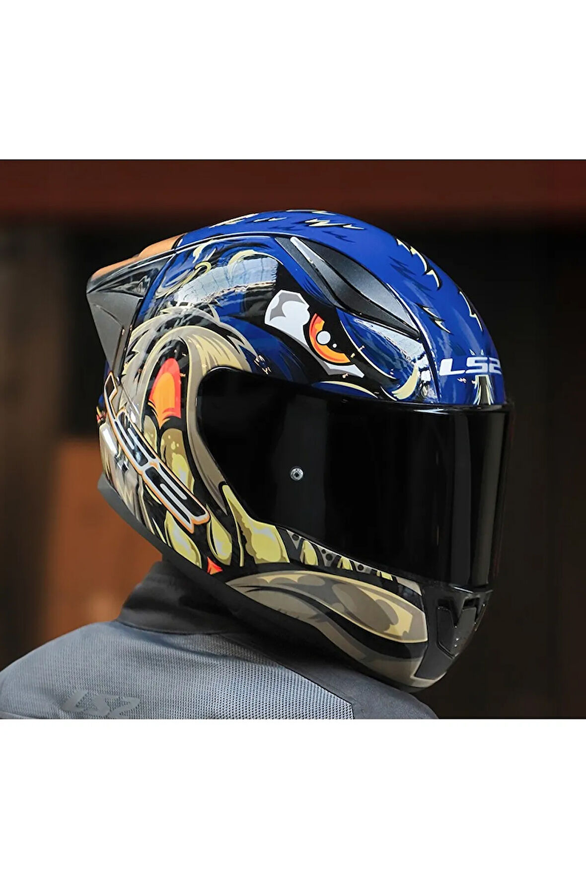 RAPID 2 RACE SPOX MAVİ-GRİ KAPALI MOTOSİKLET KASKI SİYAH CAMLI