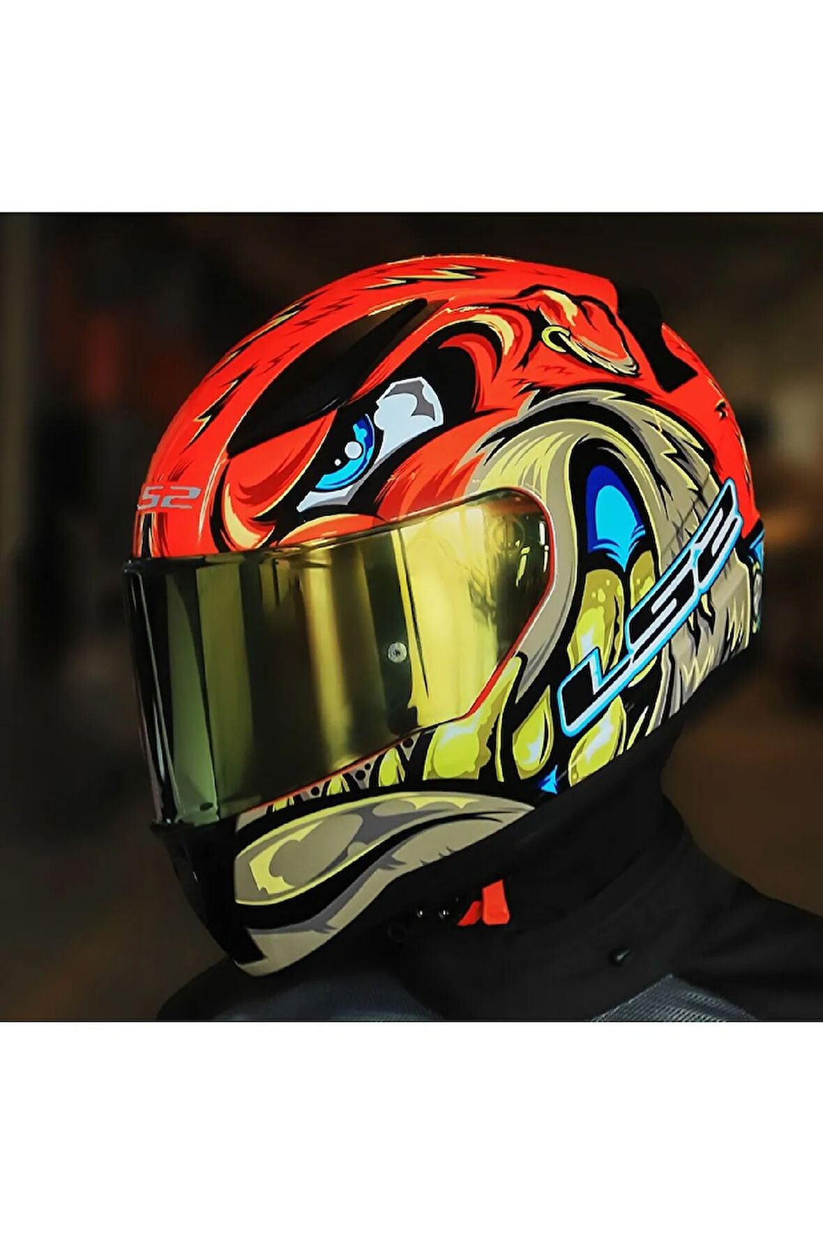 Rapıd 2 Spox Kırmızı Gri Full Face Motosiklet Kaskı Gold Camlı