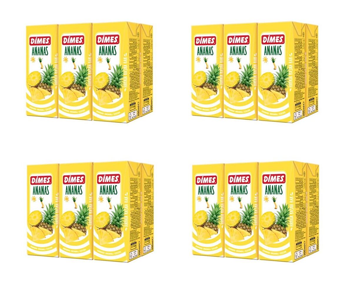 Dimes Ananas Aromalı İçecek İçecek 200 Ml X 24 Adet