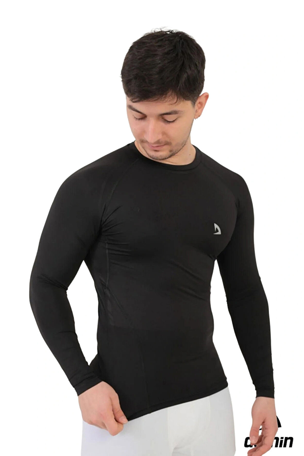 Erkek Siyah Uzun Kol Compression Fitness Gym Spor Body T-shirt