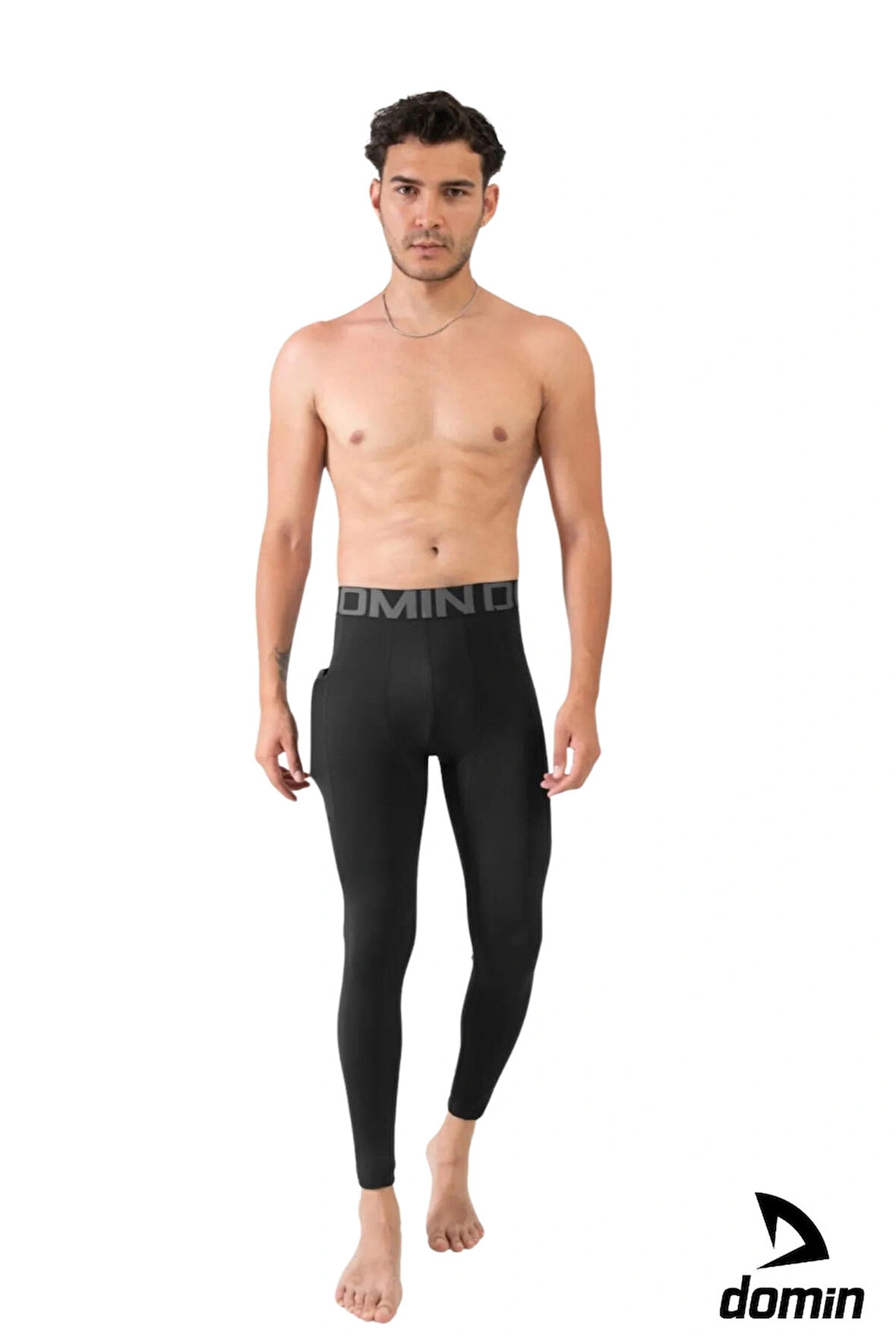 Erkek Uzun Antrenman Sporcu Fitness Gym Cepli Tayt