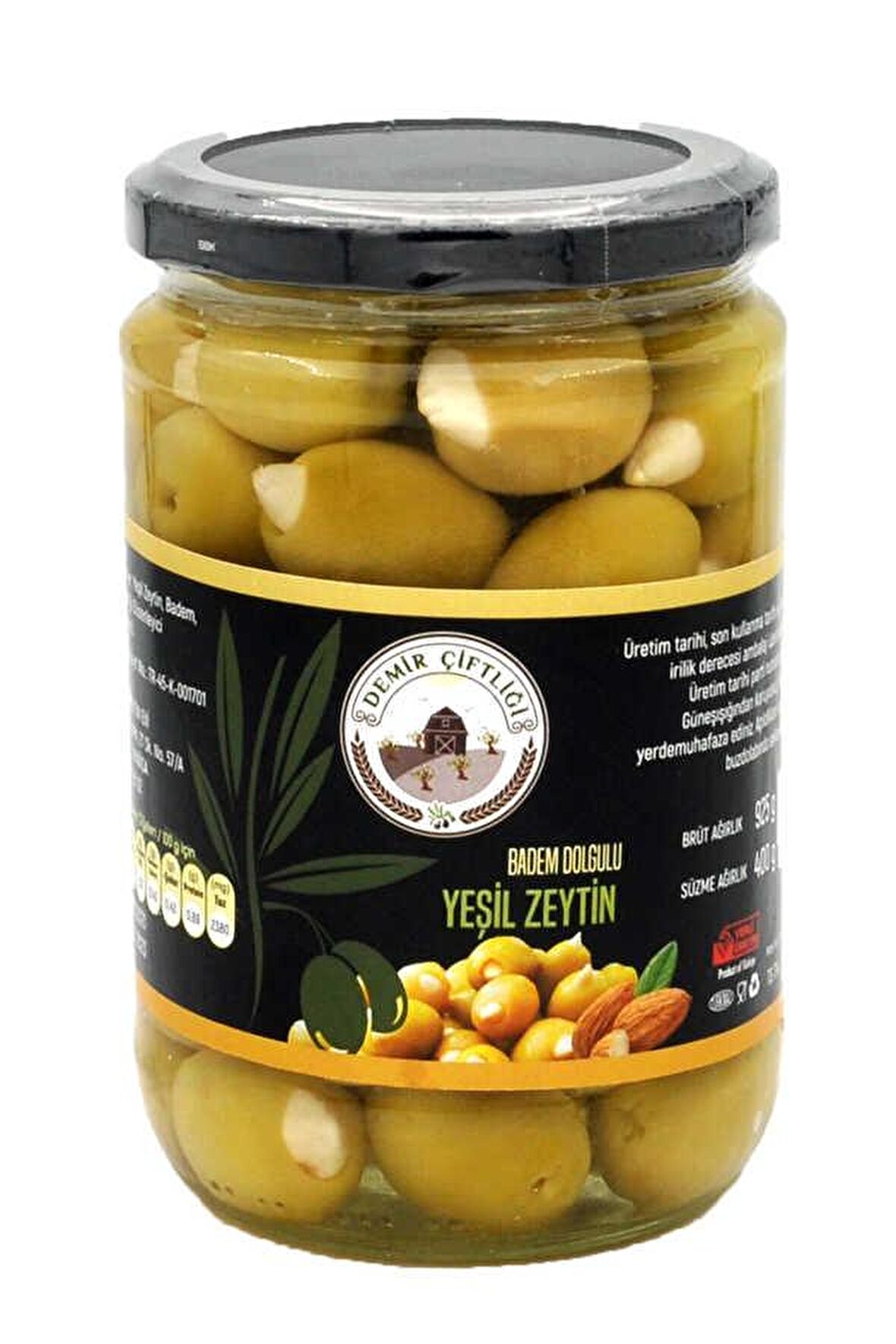 Badem Dolgulu Yeşil Zeytin - Bademli Zeytin - 400 G