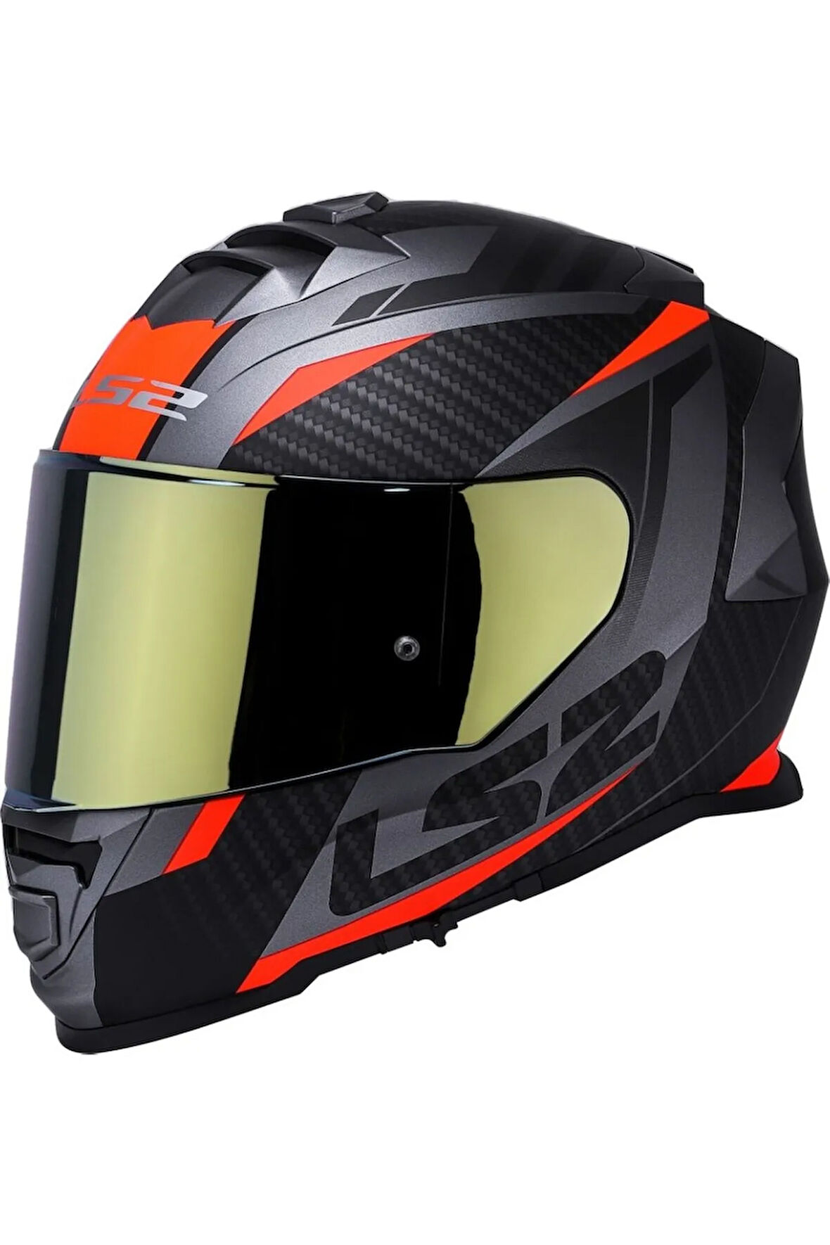 Storm 2 Racer Turuncu Kapalı Motosiklet Kaskı Gold Camlı