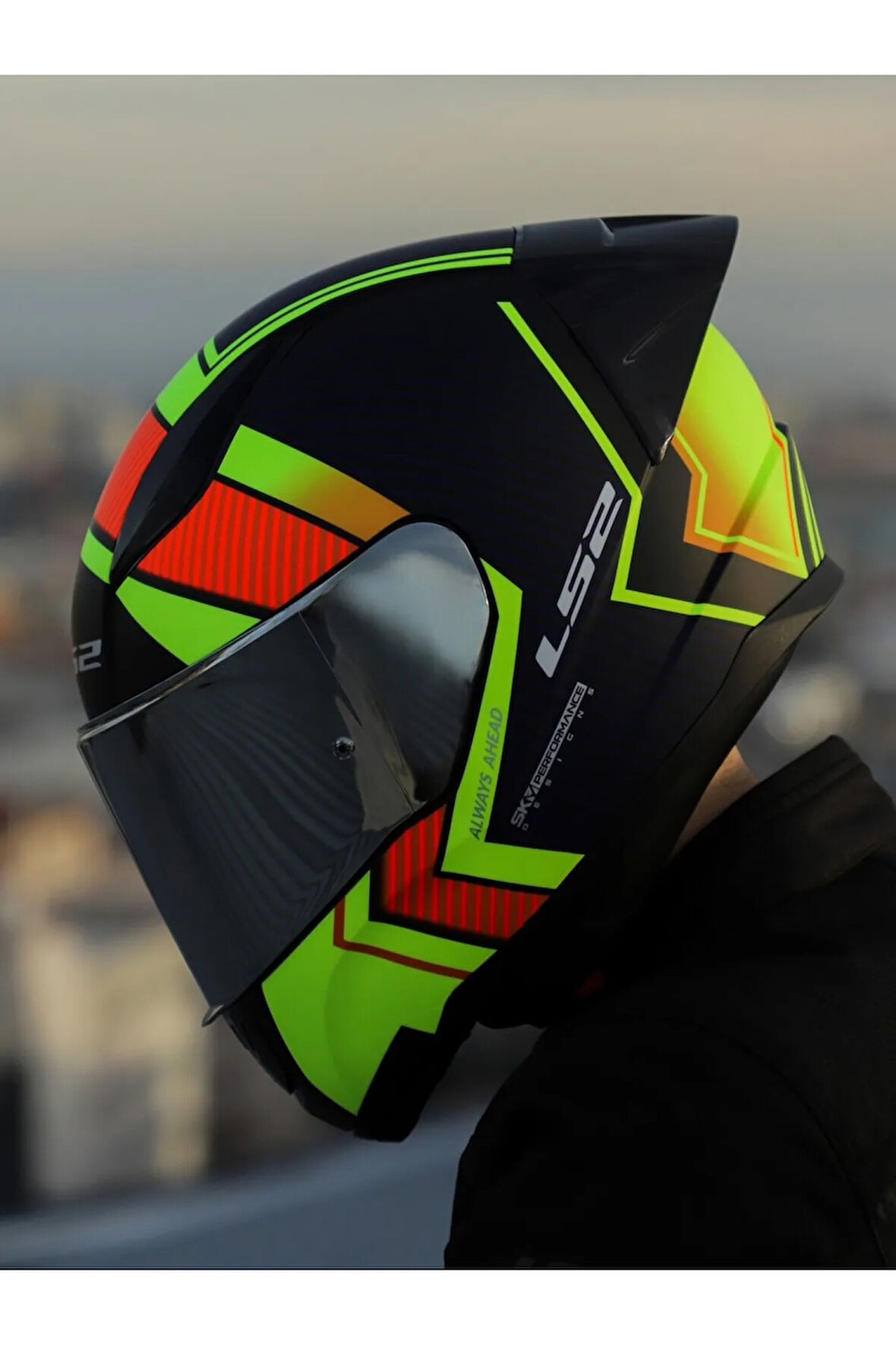 RAPID 2 RACE EXTRA MAT NEON SARI FULLFACE MOTOSİKLET KASKI GRİ CAMLI