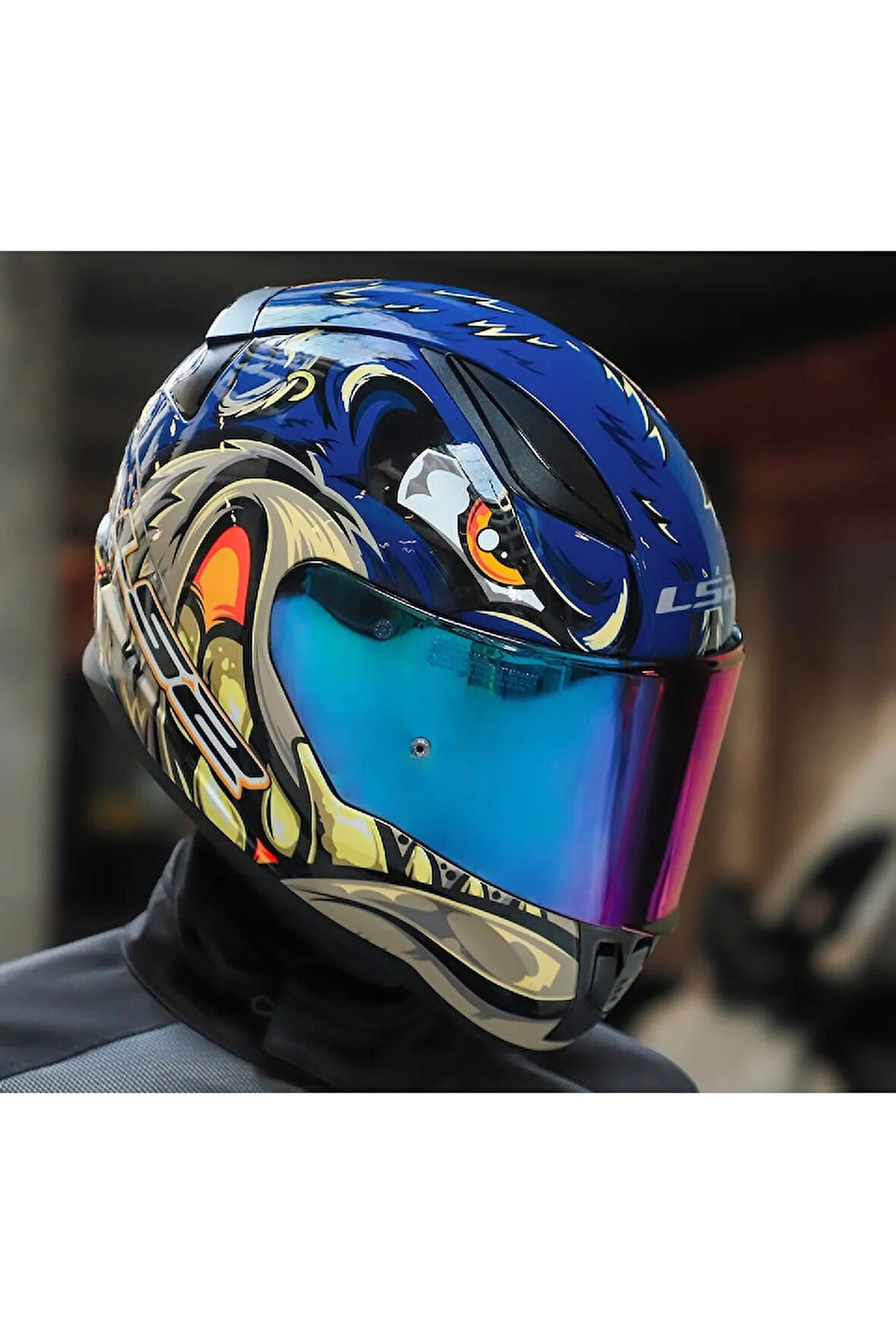 RAPID 2 SPOX MAVİ-GRİ FULLFACE MOTOSİKLET KASKI GÖKKUŞAĞI CAMLI