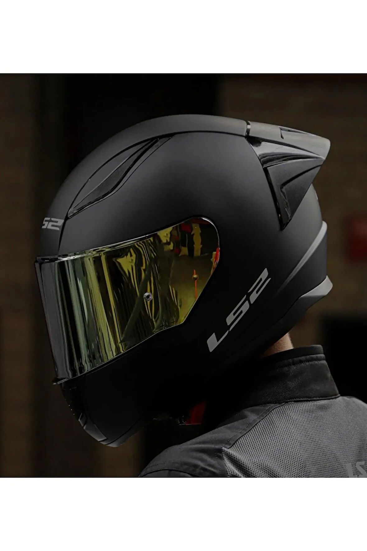 Rapıd 2 Race Mat Siyah Fullface Motosiklet Kaskı Gold Camlı