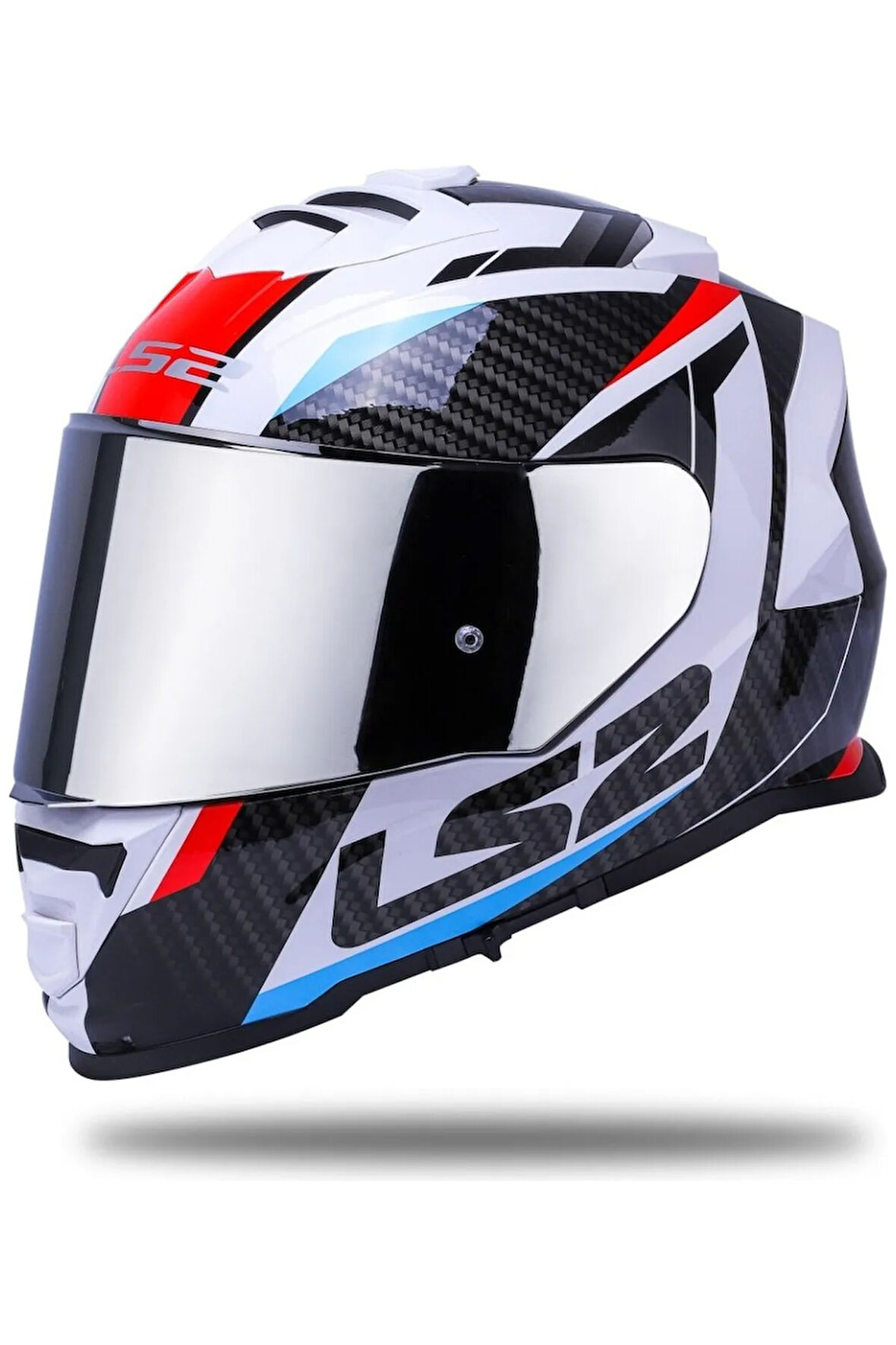 Storm 2 Racer Beyaz Kapalı Motosiklet Kaskı Gri Camlı