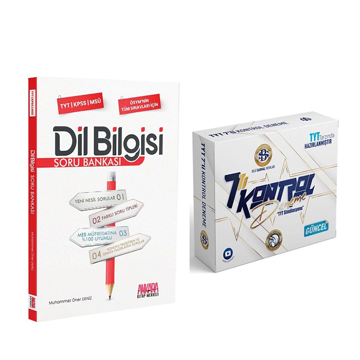 Bilgi Sarmal TYT 7 li Kontrol Deneme ve AKM Dil Bilgisi Soru Bankası Seti 2 Kitap