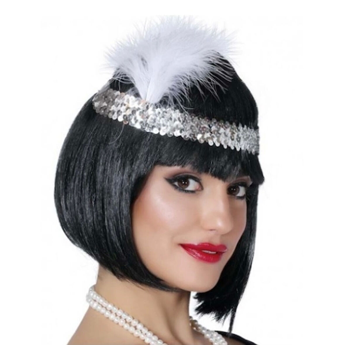 Gümüş Renk Çarliston Saç Bandı