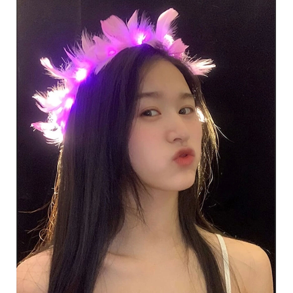 Led Işıklı RGB 3 Fonksiyonlu Otrişli Parti Tacı Pembe Renk