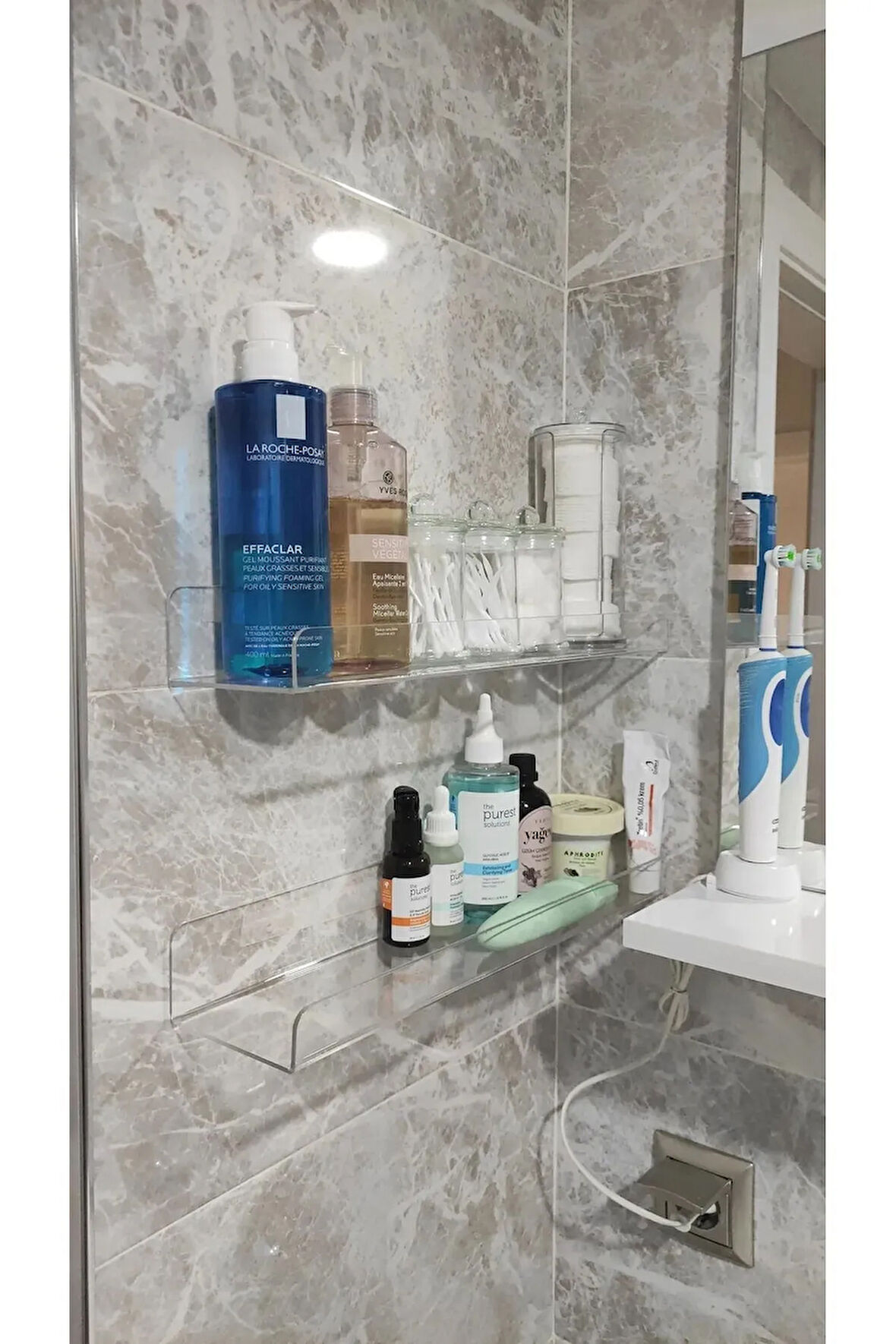 Banyo Düzenleyici Pleksi Raf 40 cm x 10 cm ÇİFT TARAFLI BANT HEDİYE