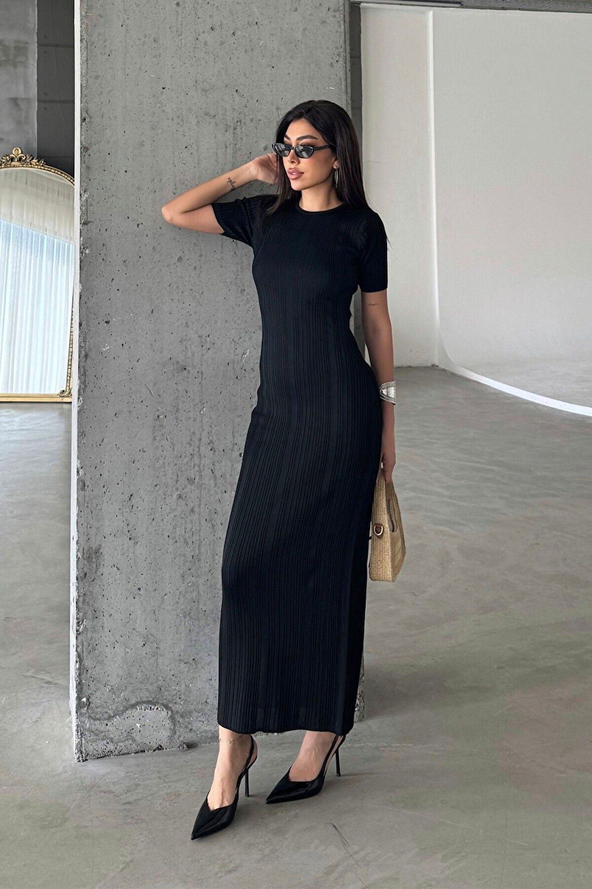 Düz Formlu Triko Maxi Elbise DNV-000134