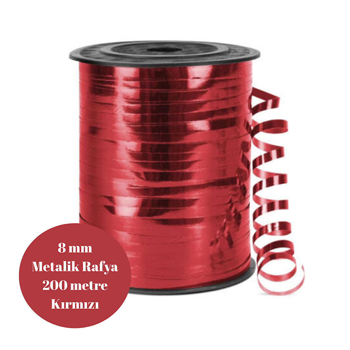 Rafya Metalik 8mm 200 metre Kırmızı
