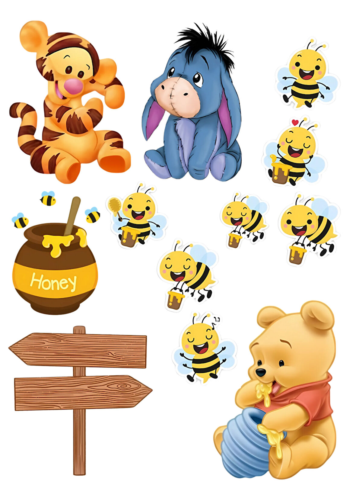 Yenilebilir Şekerli Kağıt Baskısı Cupcake ve Pasta Resim Baskı Winnie The Pooh Temalı 25