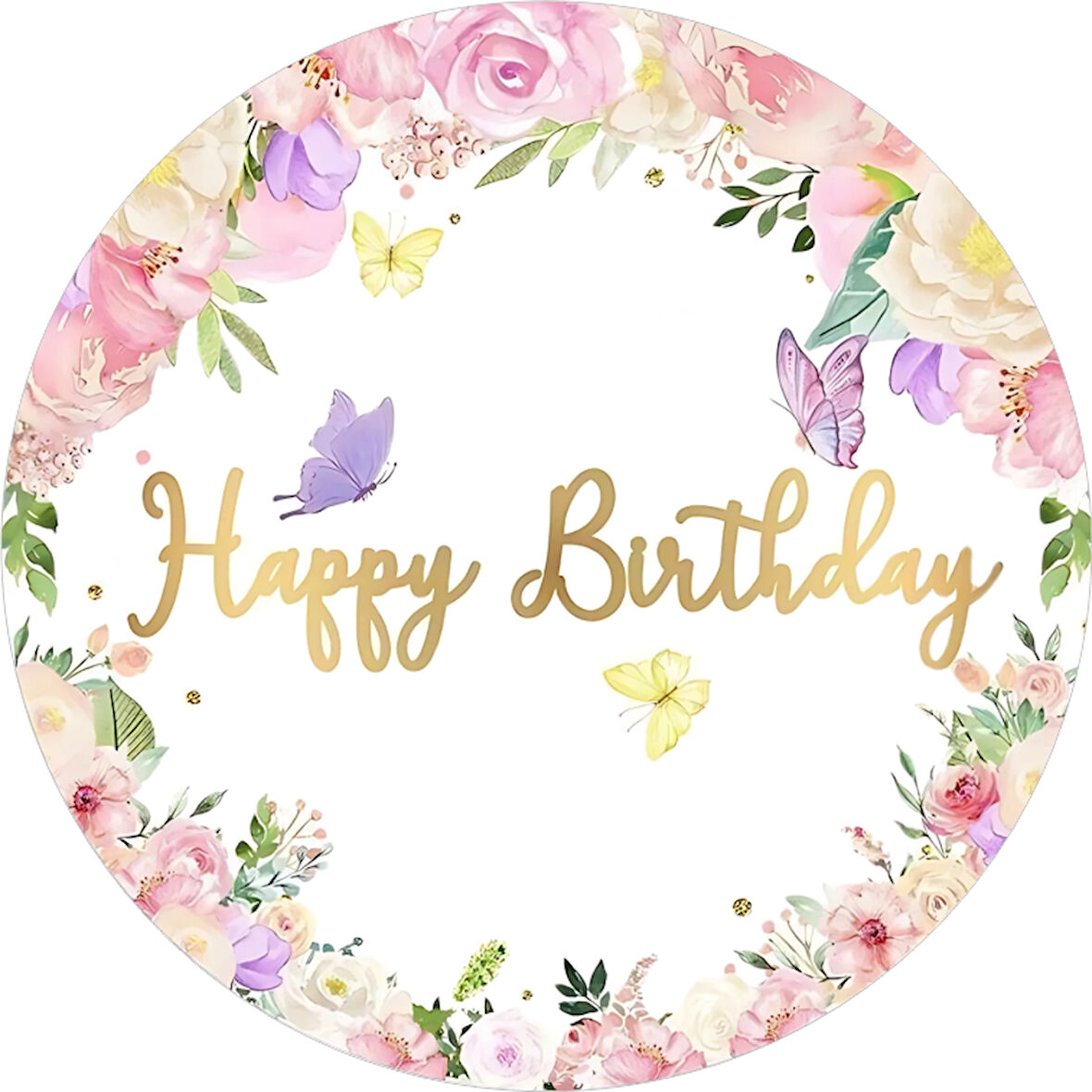 Yenilebilir Yuvarlak Pasta Resim Baskısı 20 cm Şekerli Kağıt Happy Birthday Temalı 61