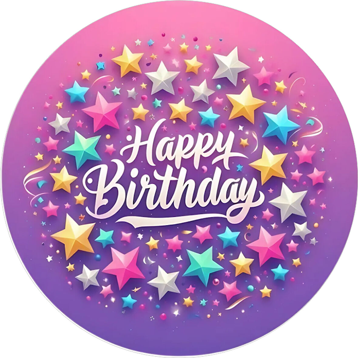 Yenilebilir Yuvarlak Pasta Resim Baskısı 20 cm Şekerli Kağıt Happy Birthday Temalı 71