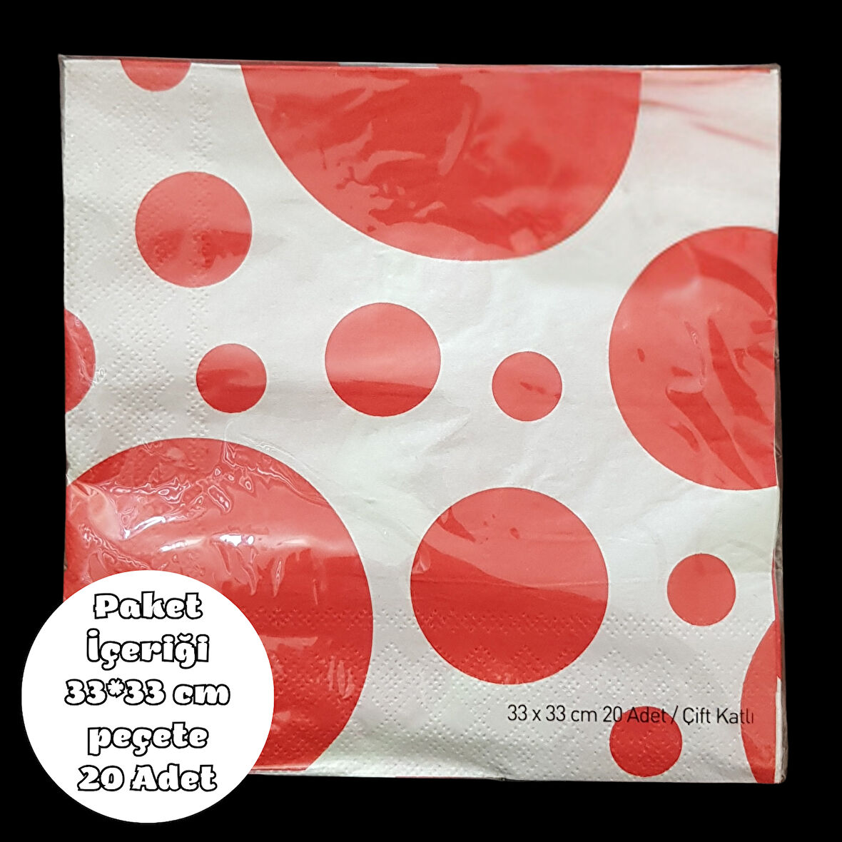 Kırmızı Puanlı Peçete 33*33 cm 20 Adet