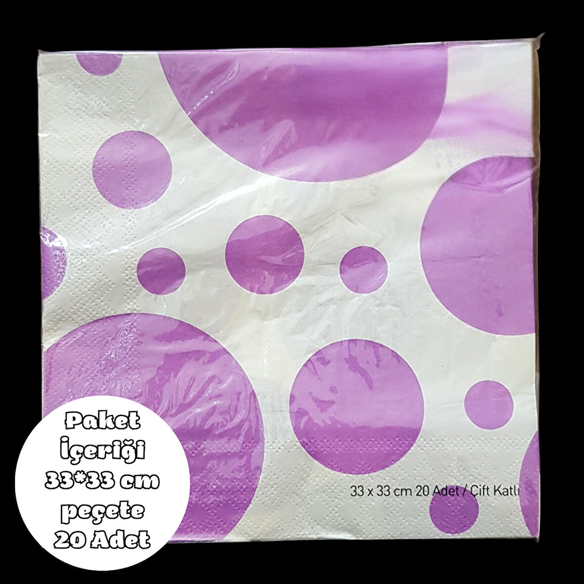 Mor Puanlı Peçete 33*33 cm 20 Adet