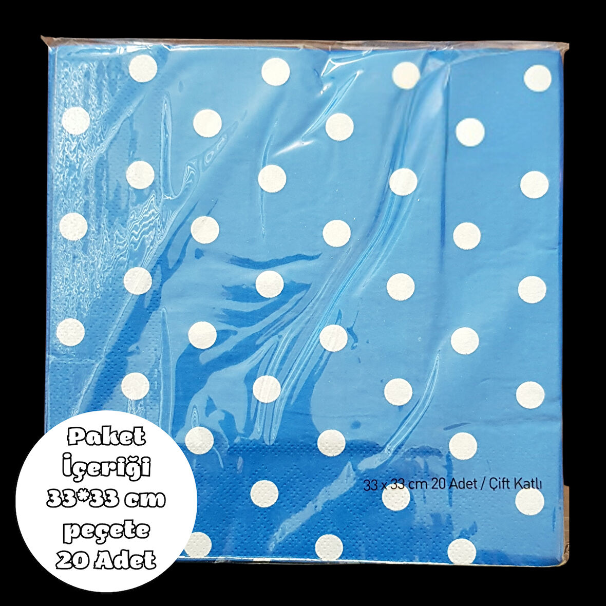 Koyu Mavi Beyaz Puanlı Peçete 33*33 cm 20 Adet